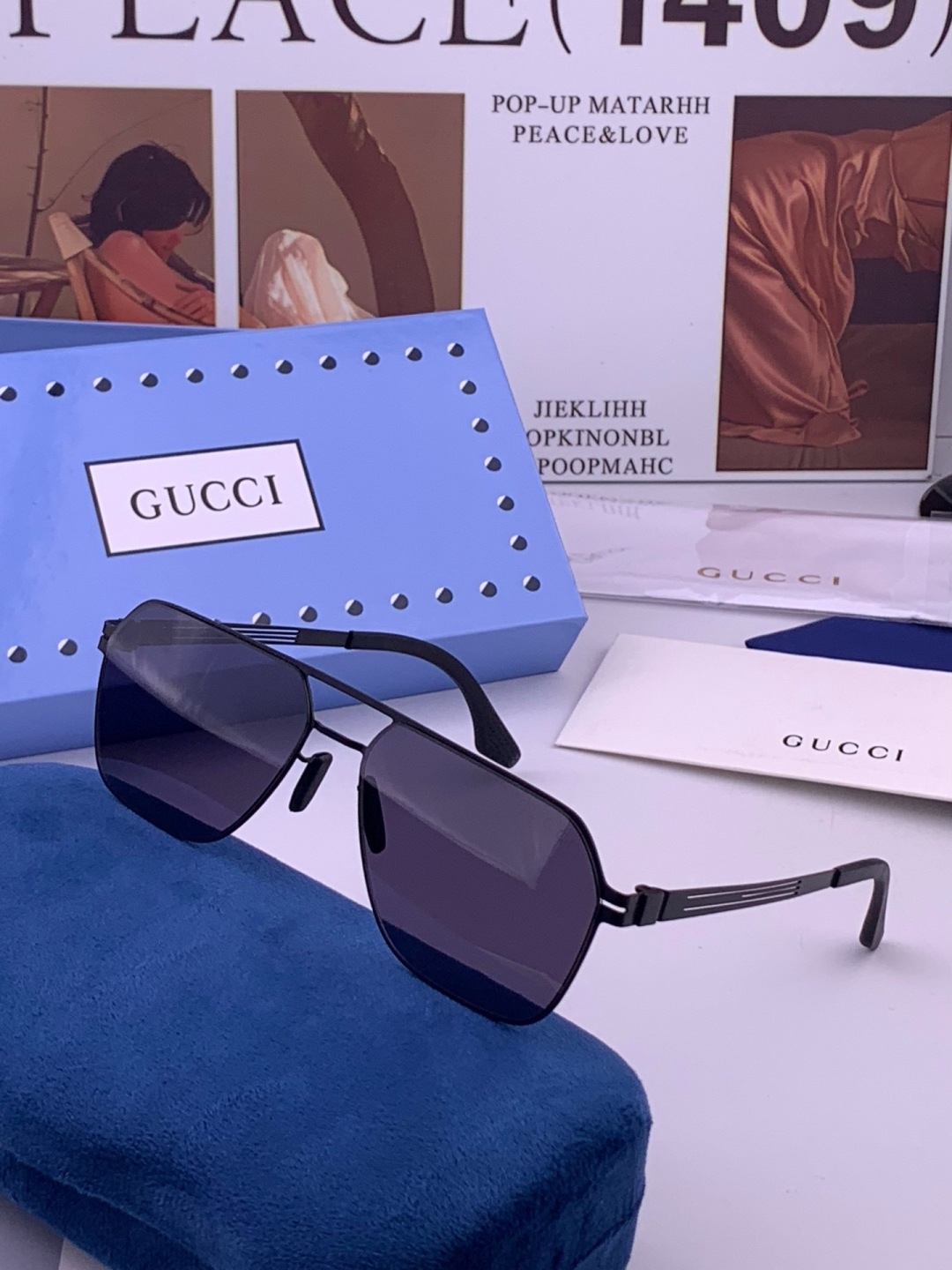 ♦️GUCCI 新款男女情侣款太阳镜多边形墨镜iP电镀永不褪色 超轻超有弹性整幅眼镜无螺丝重要的是压不坏