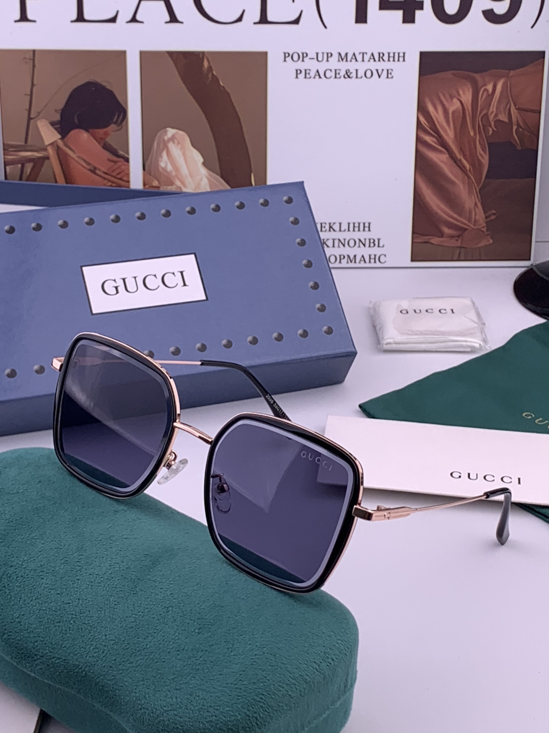 GUCCI 开春新款太阳镜 各路网红纷纷带起气场满分‼️ 俏皮甜美.上脸效果更佳.金属质感超好 型号：G