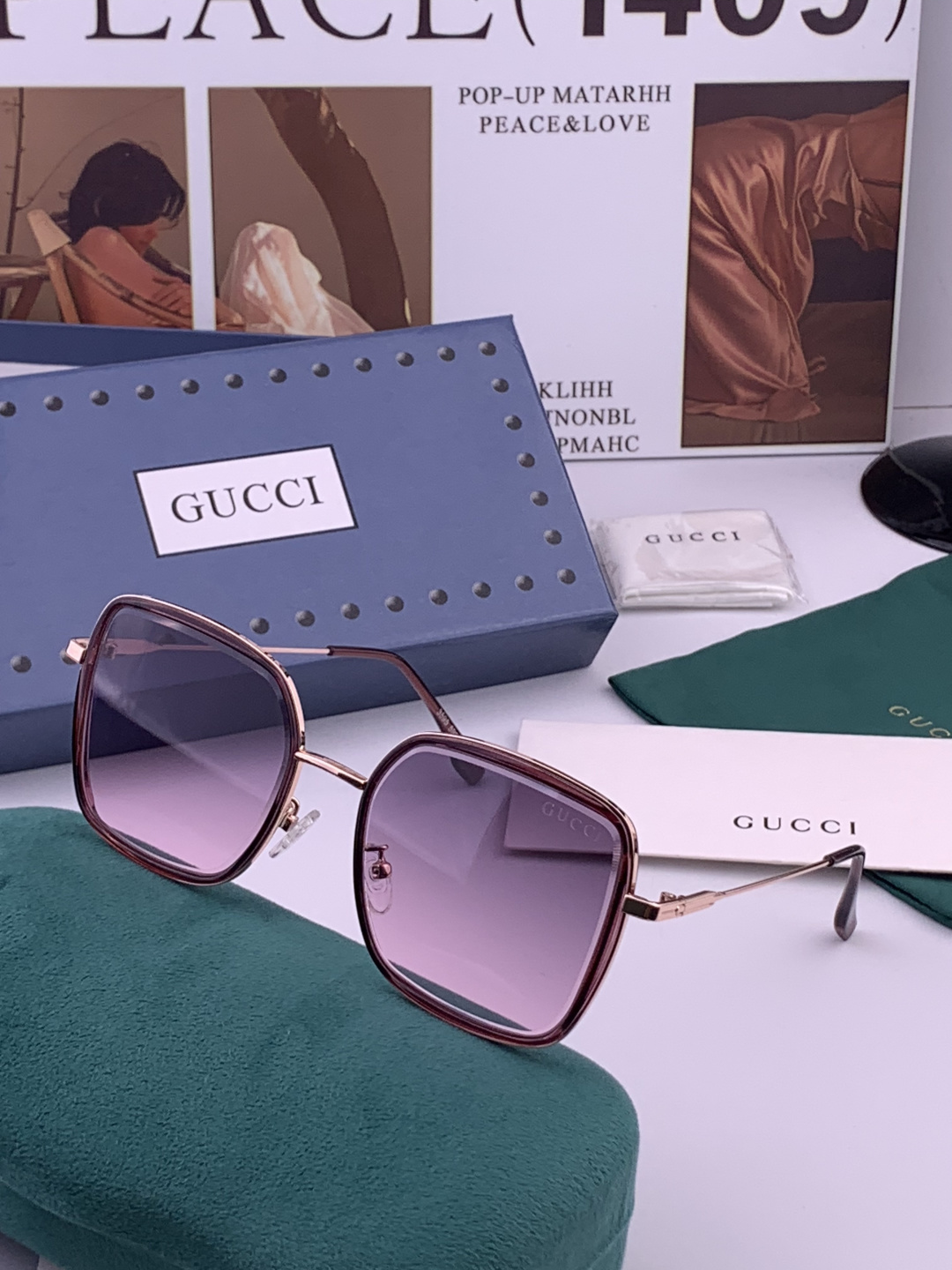 GUCCI 开春新款太阳镜 各路网红纷纷带起气场满分‼️ 俏皮甜美.上脸效果更佳.金属质感超好 型号：G