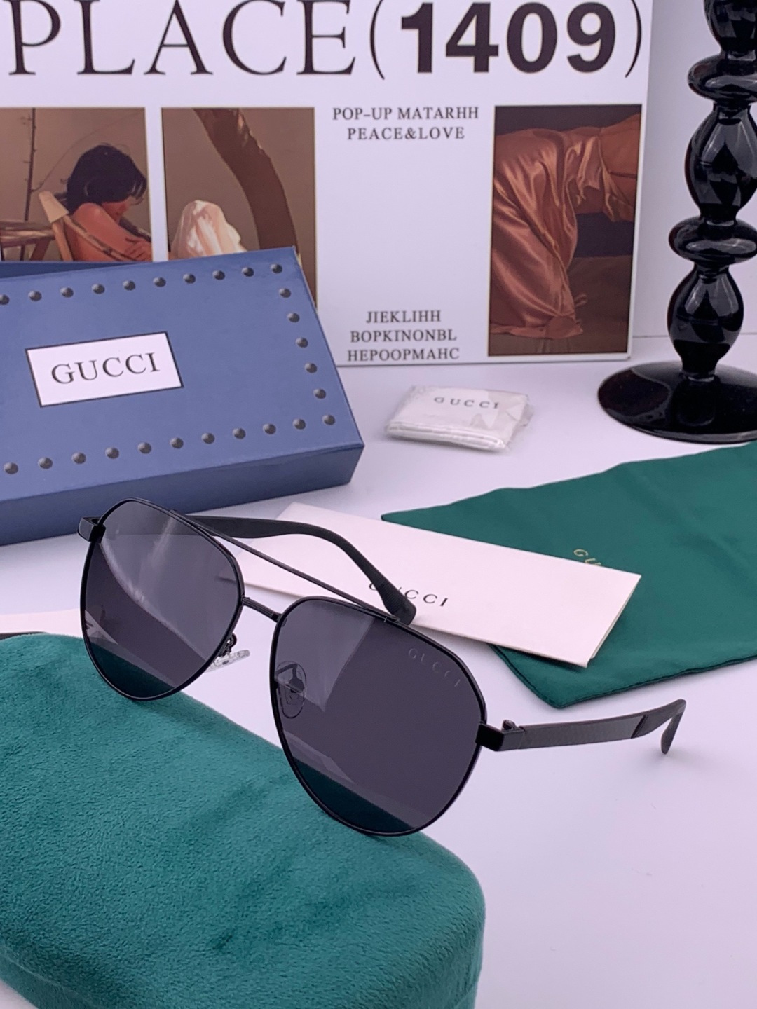 Gucci 。  高品质男女款墨镜   👍 进口宝丽来偏光镜片  。蛤蟆镜 开车钓鱼都可 。百搭显瘦墨镜