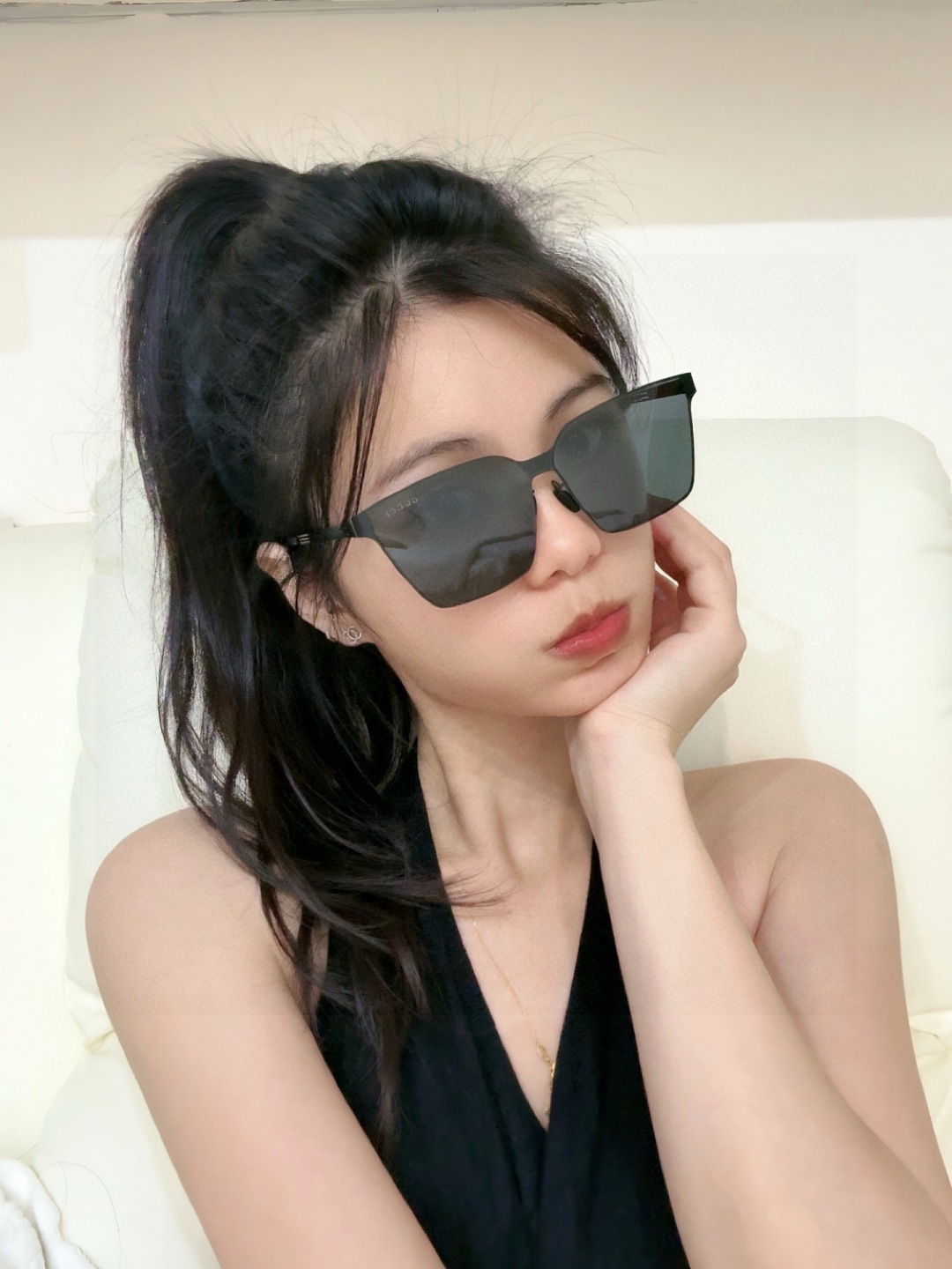 GUCCI 男款炫彩飞行员偏光太阳镜 ❤️材质：高清尼龙加厚卡槽高清偏光镜片 🌹无边框镜架💕颜👍型号：G