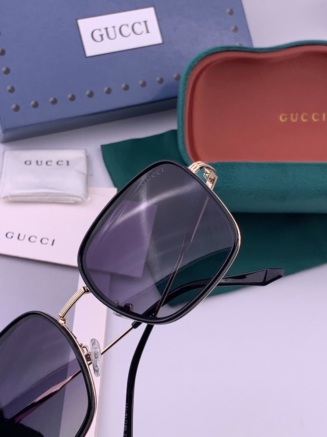 🔺 【GUCCI-偏光太阳镜】开春新款 潮流爆款 时尚方框偏光太阳镜 高品质 佩戴舒适 网红潮款墨镜 女