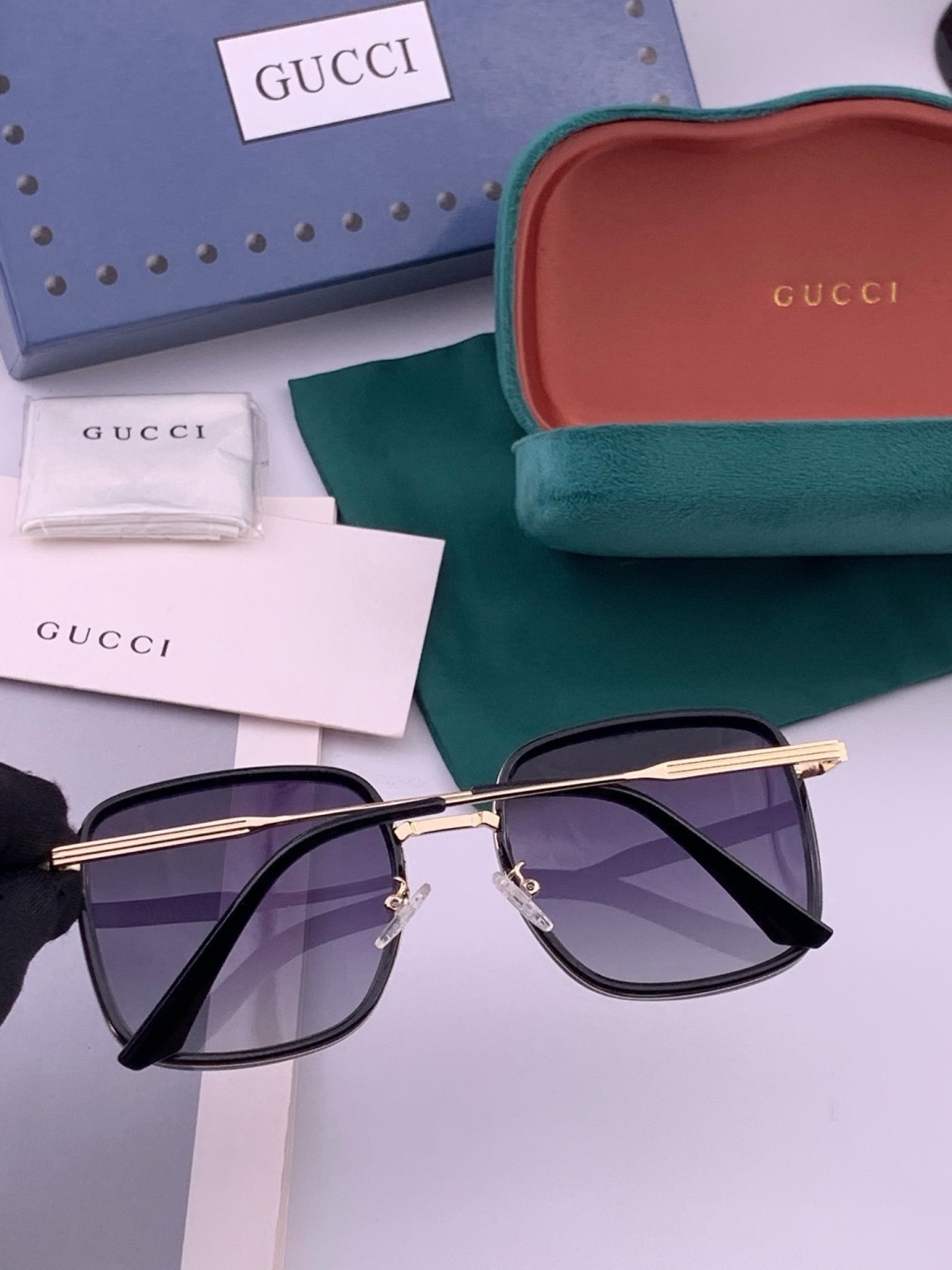 🔺 【GUCCI-偏光太阳镜】开春新款 潮流爆款 时尚方框偏光太阳镜 高品质 佩戴舒适 网红潮款墨镜 女