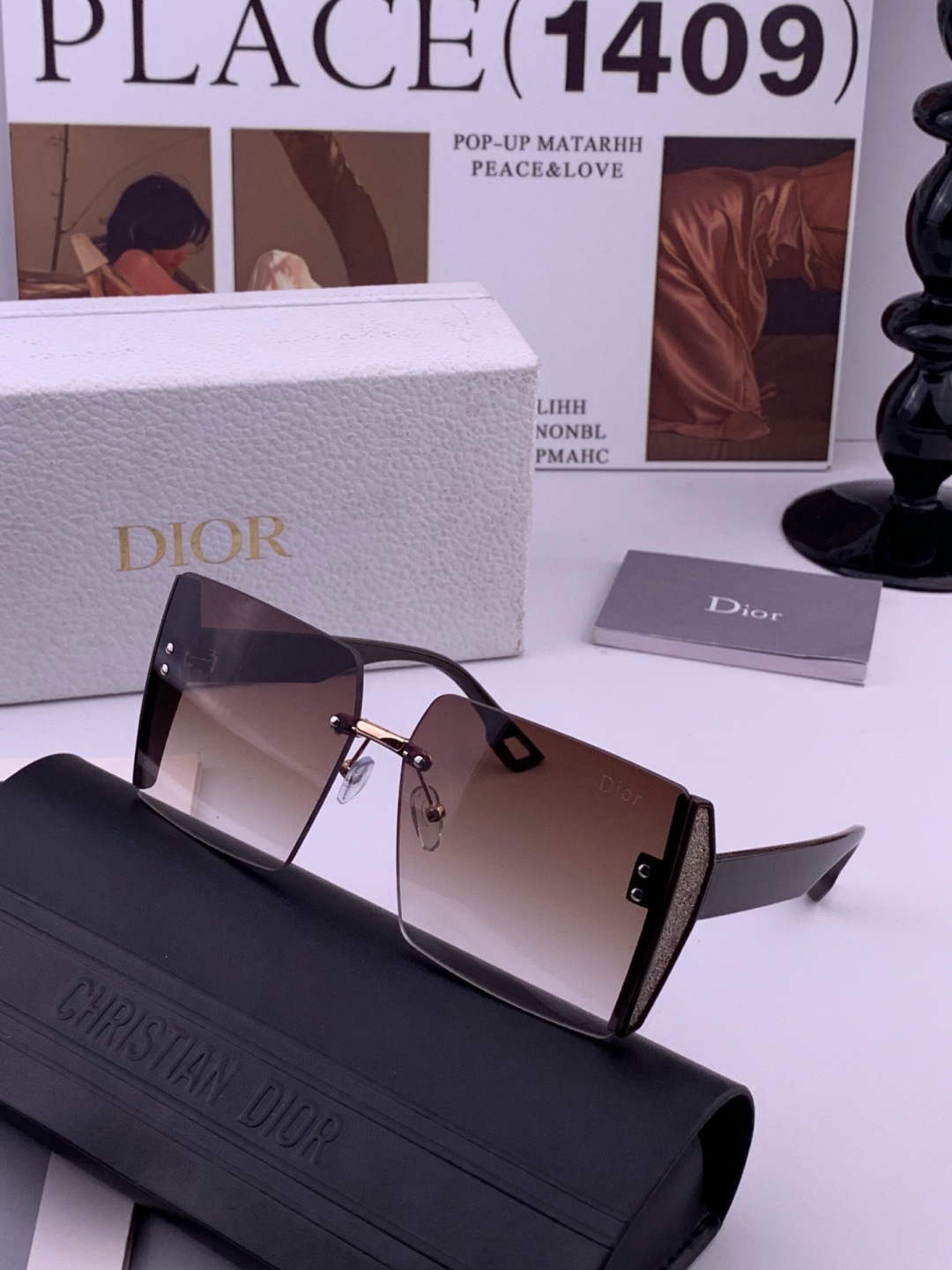 DIOR 新款女士方框太阳眼镜 开车墨镜 新款金属无框太阳镜  时尚大方 舒适轻盈 精致奢华 超轻 型号