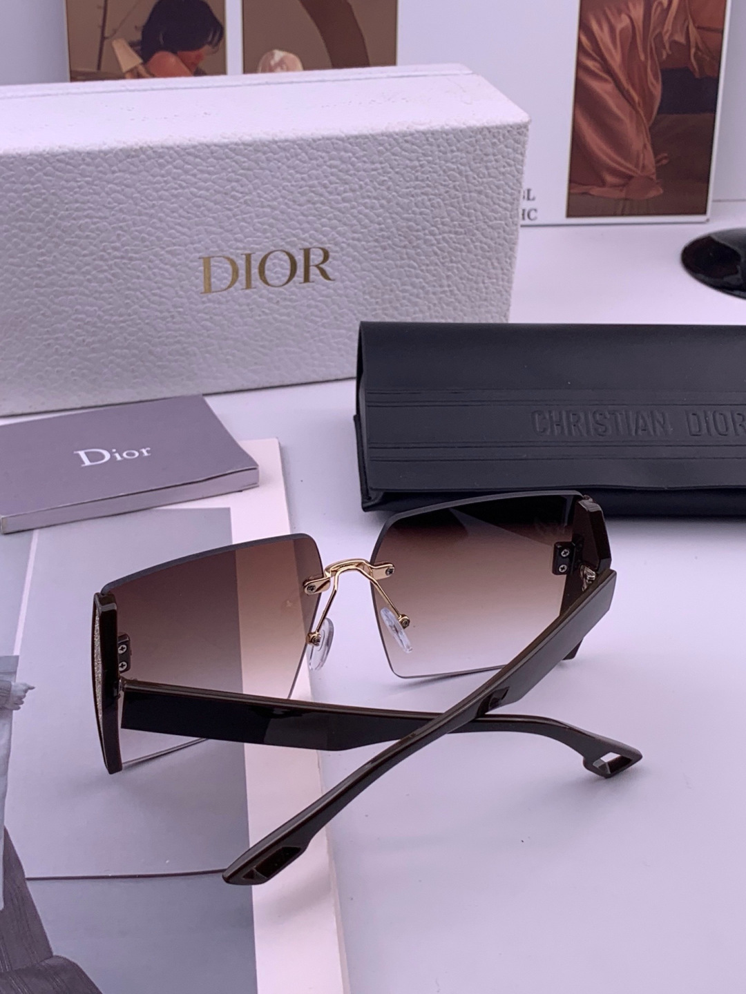 DIOR 新款女士方框太阳眼镜 开车墨镜 新款金属无框太阳镜  时尚大方 舒适轻盈 精致奢华 超轻 型号