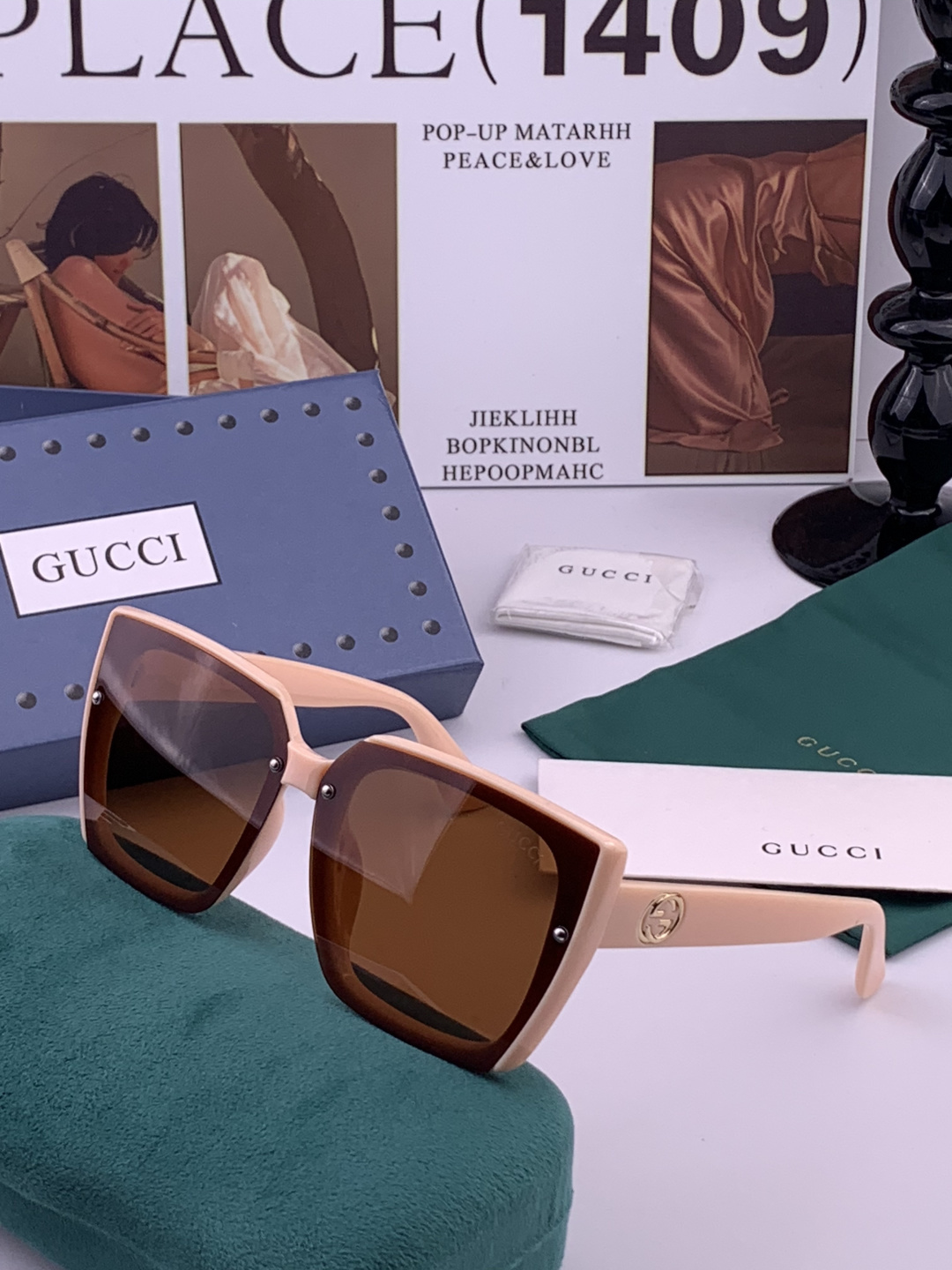🔺 【GUCCI】开春新款 潮流爆款 时尚方框太阳镜 高品质 佩戴舒适 网红潮款墨镜 型号：G9600