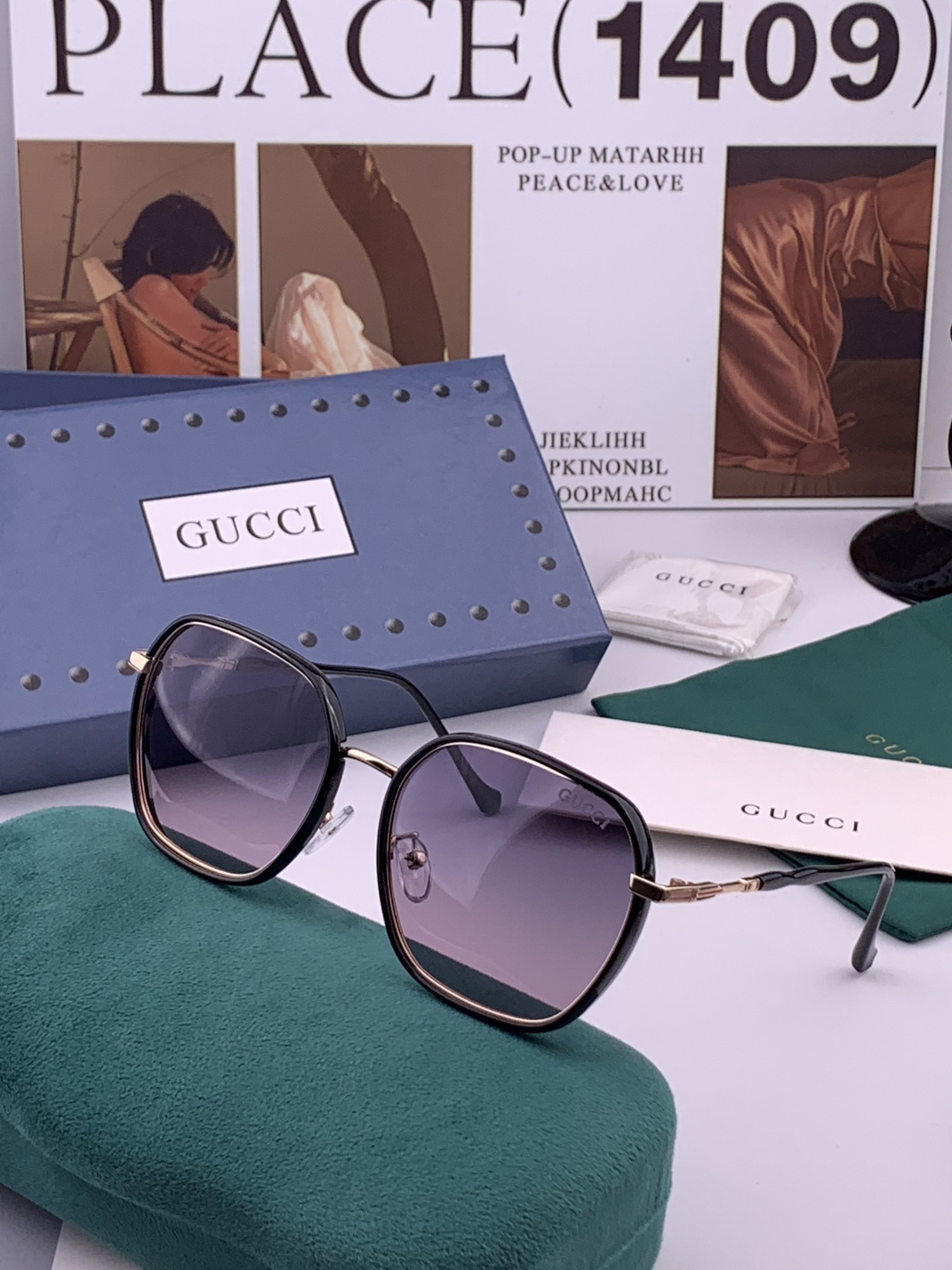 🔺 【GUCCI-偏光太阳镜】开春新款 潮流爆款 时尚方框偏光太阳镜 高品质 佩戴舒适 网红潮款墨镜 女