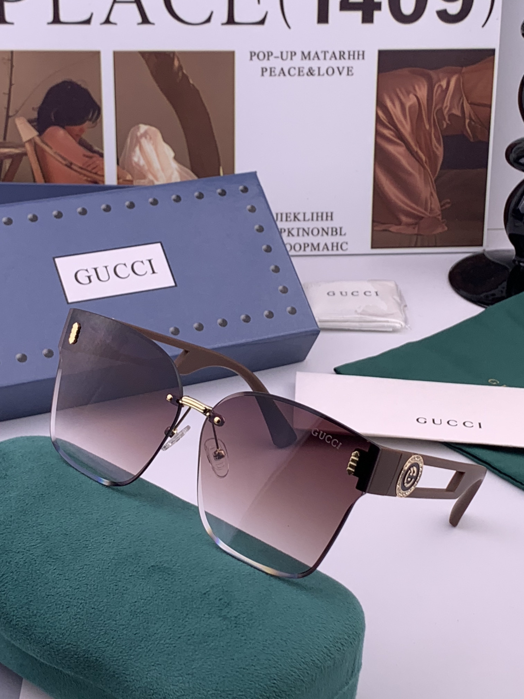 🔺 【GUCCI】开春新款 潮流爆款 时尚方框太阳镜 高品质 佩戴舒适 网红潮款墨镜 型号：G3101