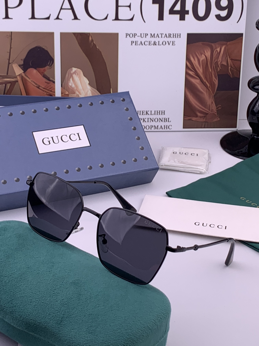 GUCCI-新款情侣款偏光太阳镜、完美品质，独特设计  适合各种脸型，‼️经典太阳镜 超个性 古典与时尚