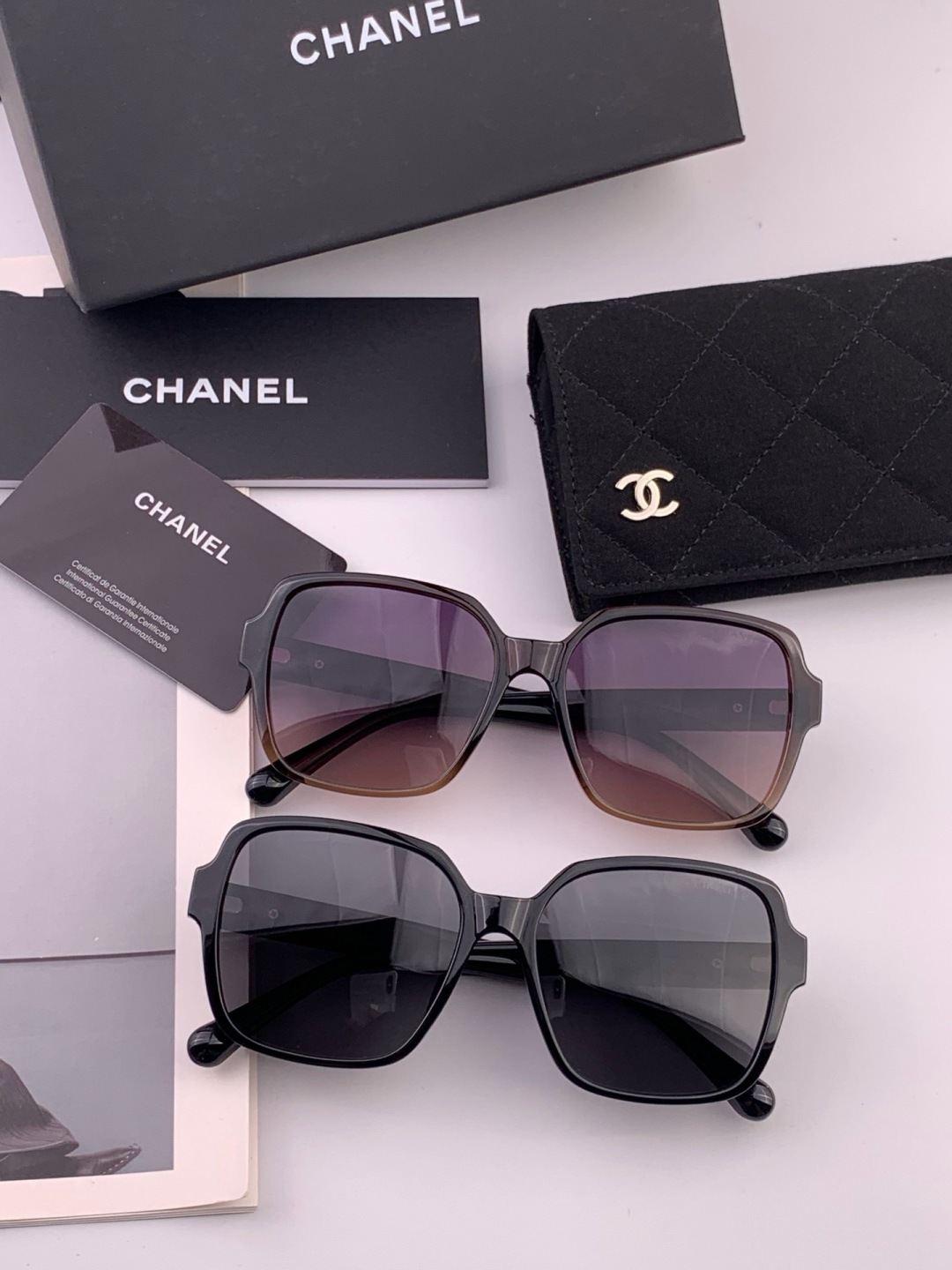 【CHANEL】香奈儿 新款潮流爆款 时尚方框太阳镜 佩戴舒适 网红潮款墨镜  女士高清加厚偏光太阳镜🕶