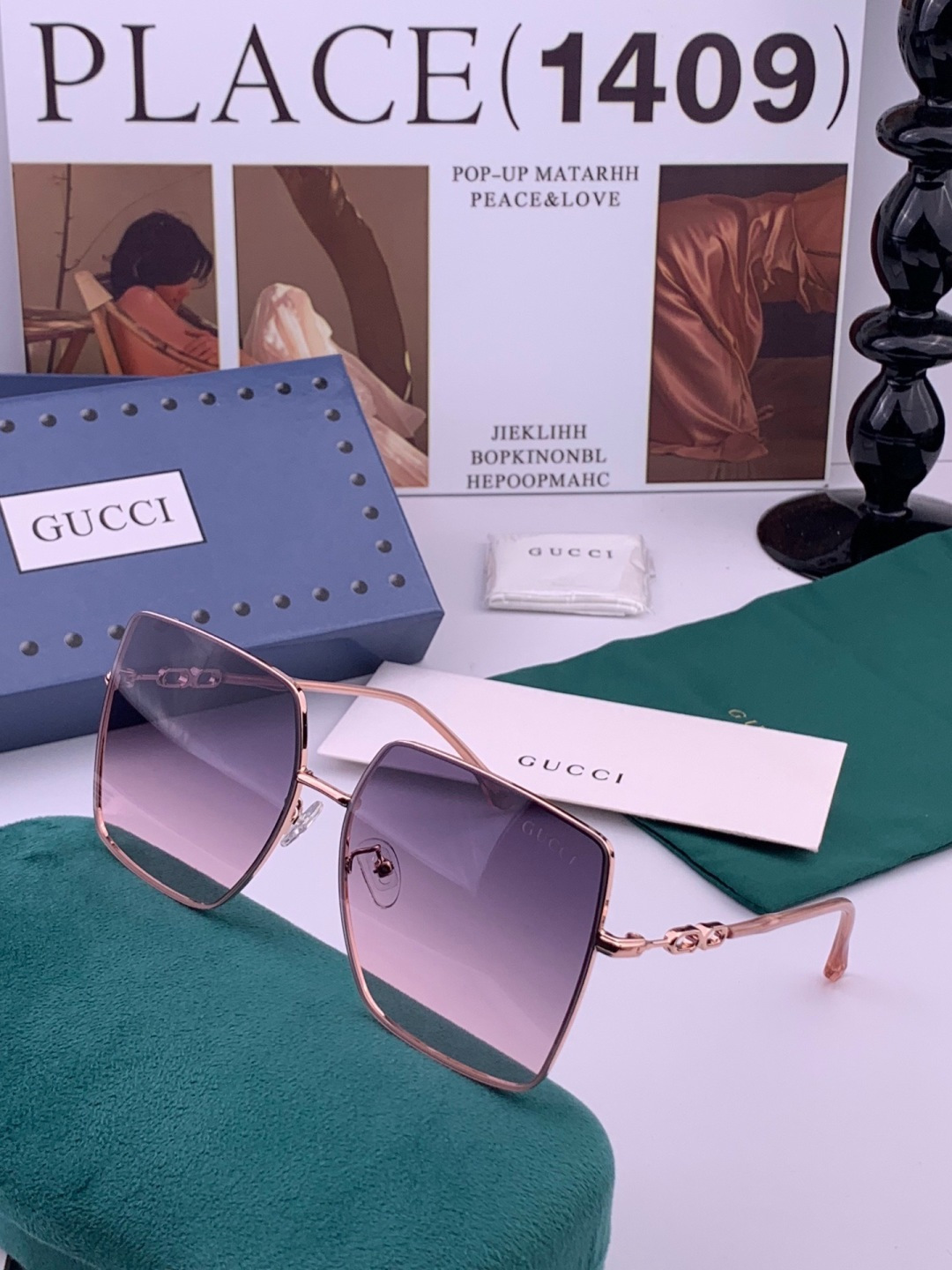 GUCCI-古驰意大利进口🇮🇹时尚潮流奢华装饰太阳眼镜 高清偏光太阳镜明星海报款 超高复杂工艺 立体质感