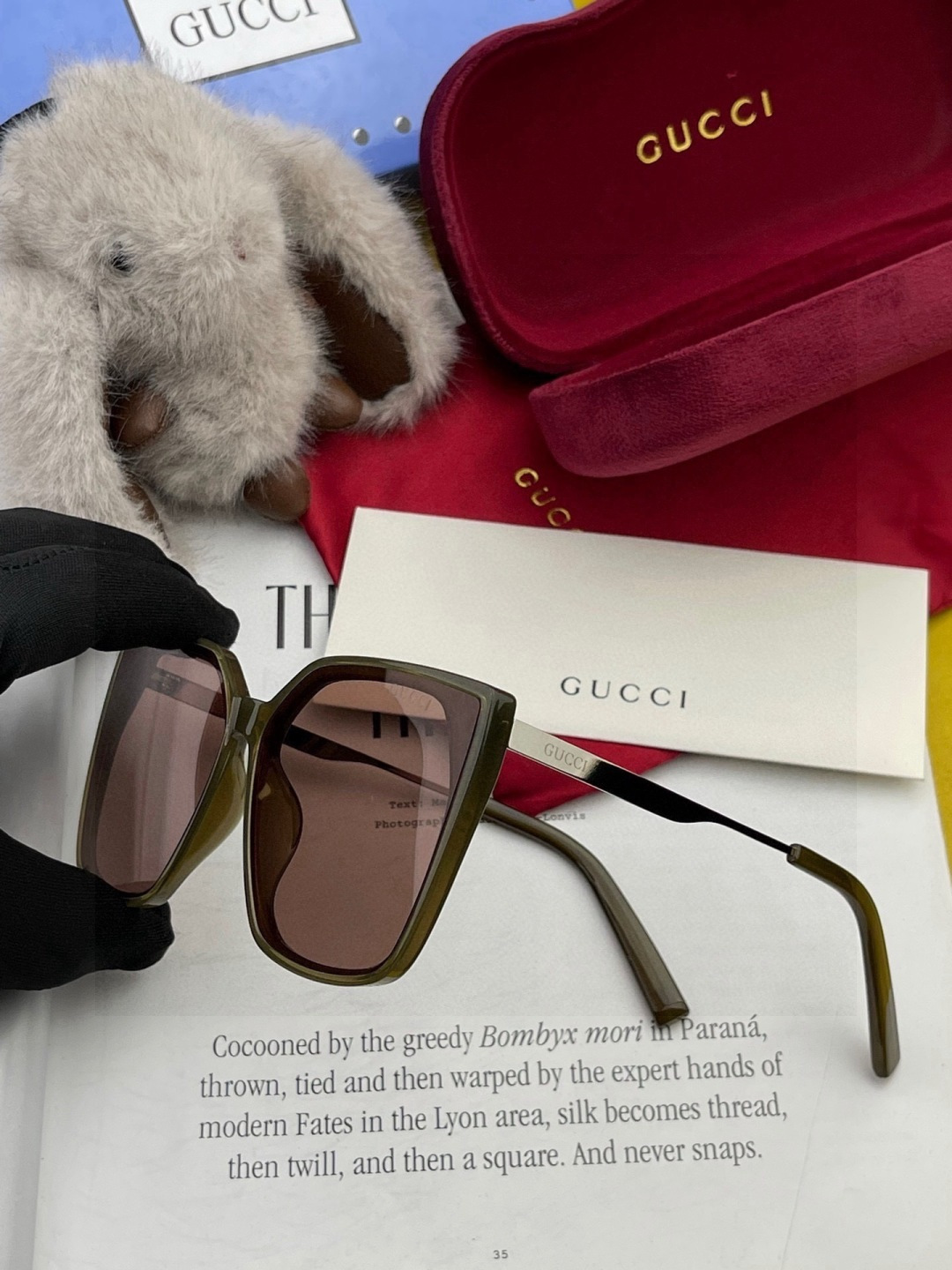 🔺 【GUCCI】开春新款 潮流爆款 时尚方框偏光太阳镜 高品质 佩戴舒适 网红潮款墨镜 女士高清尼龙偏