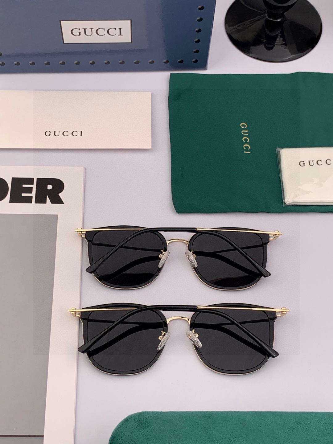 Gucci 。  高品质男女款墨镜   👍 进口宝丽来偏光镜片  。蛤蟆镜 开车钓鱼都可 。百搭显瘦墨镜