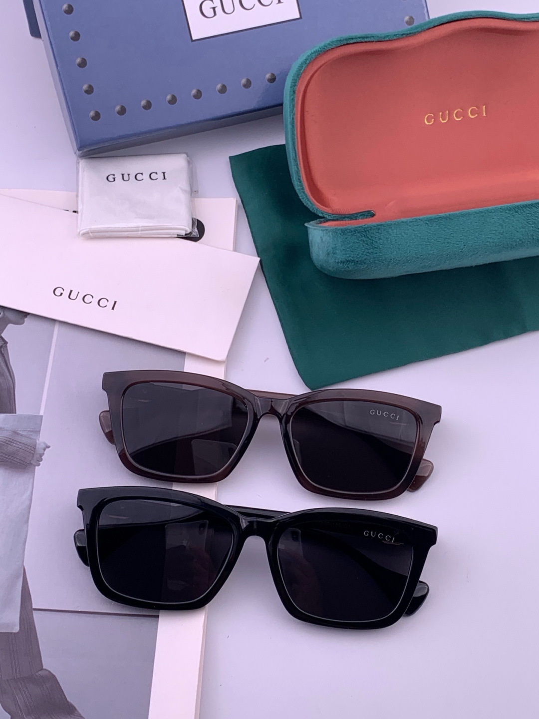 🔺 【GUCCI-偏光太阳镜】开春新款 潮流爆款 时尚方框偏光太阳镜 高品质 佩戴舒适 网红潮款墨镜 女