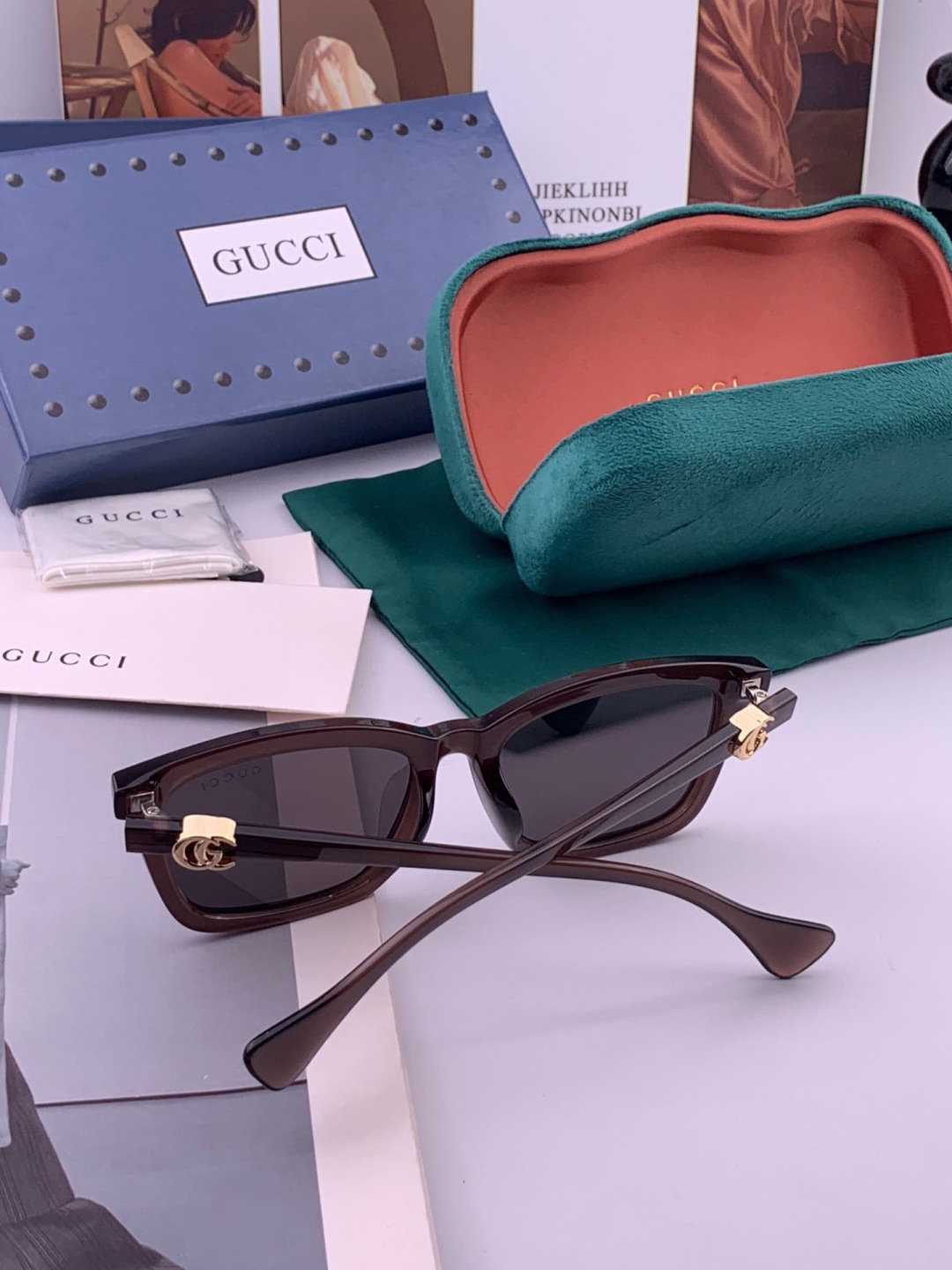 🔺 【GUCCI-偏光太阳镜】开春新款 潮流爆款 时尚方框偏光太阳镜 高品质 佩戴舒适 网红潮款墨镜 女
