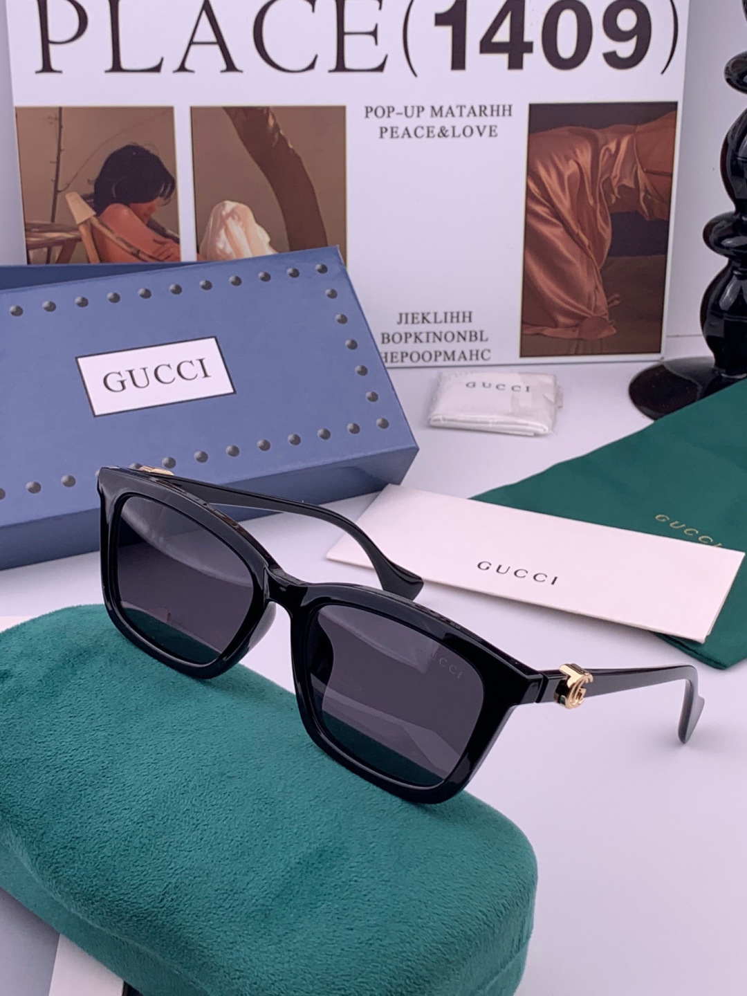 🔺 【GUCCI-偏光太阳镜】开春新款 潮流爆款 时尚方框偏光太阳镜 高品质 佩戴舒适 网红潮款墨镜 女