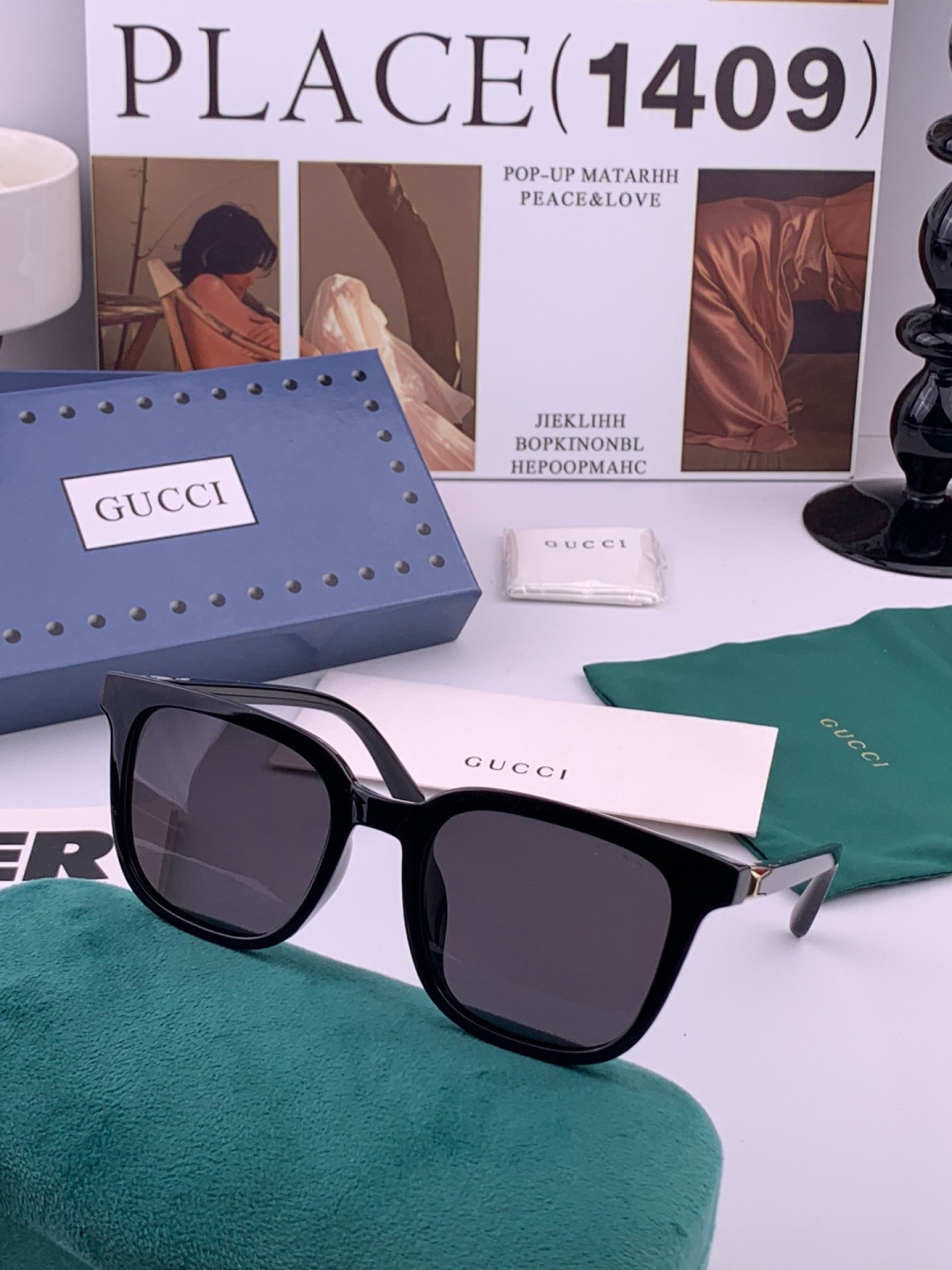 🔺 【GUCCI】开春新款 潮流爆款 时尚方框偏光太阳镜 高品质 佩戴舒适 网红潮款墨镜 女士高清尼龙偏