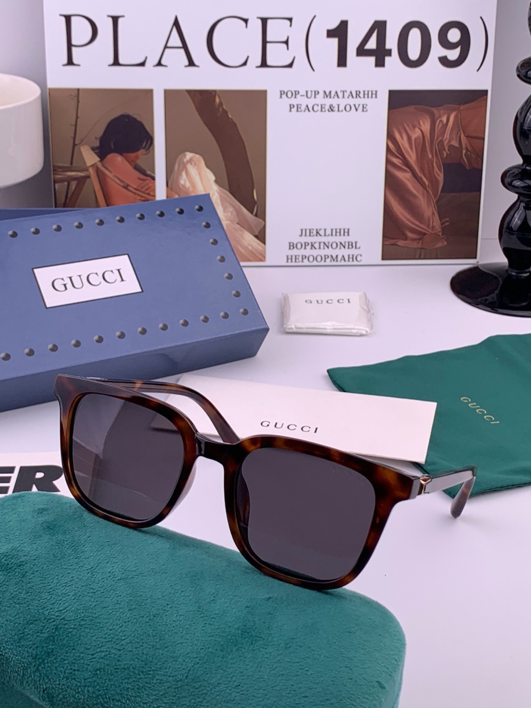 🔺 【GUCCI】开春新款 潮流爆款 时尚方框偏光太阳镜 高品质 佩戴舒适 网红潮款墨镜 女士高清尼龙偏