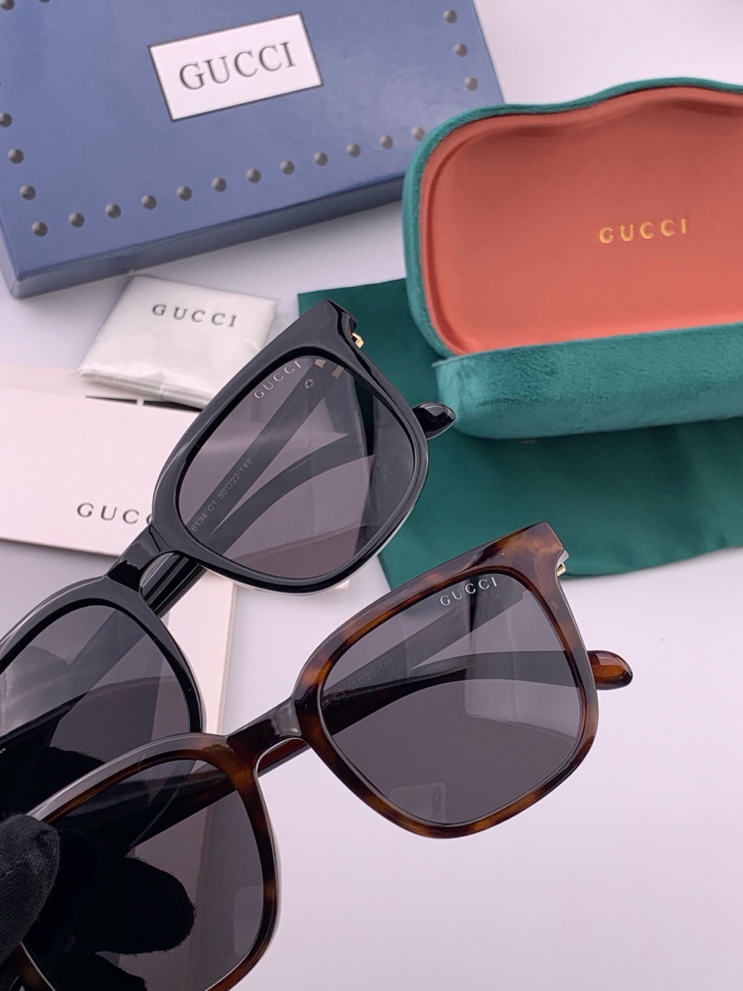 🔺 【GUCCI】开春新款 潮流爆款 时尚方框偏光太阳镜 高品质 佩戴舒适 网红潮款墨镜 女士高清尼龙偏