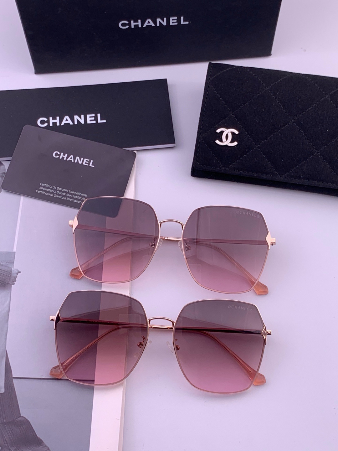 【CHANEL】香奈儿  新款尼龙偏光太眼镜，无框钻石 切边更有质感，大气女人范儿，大脸小脸都好看 ！型