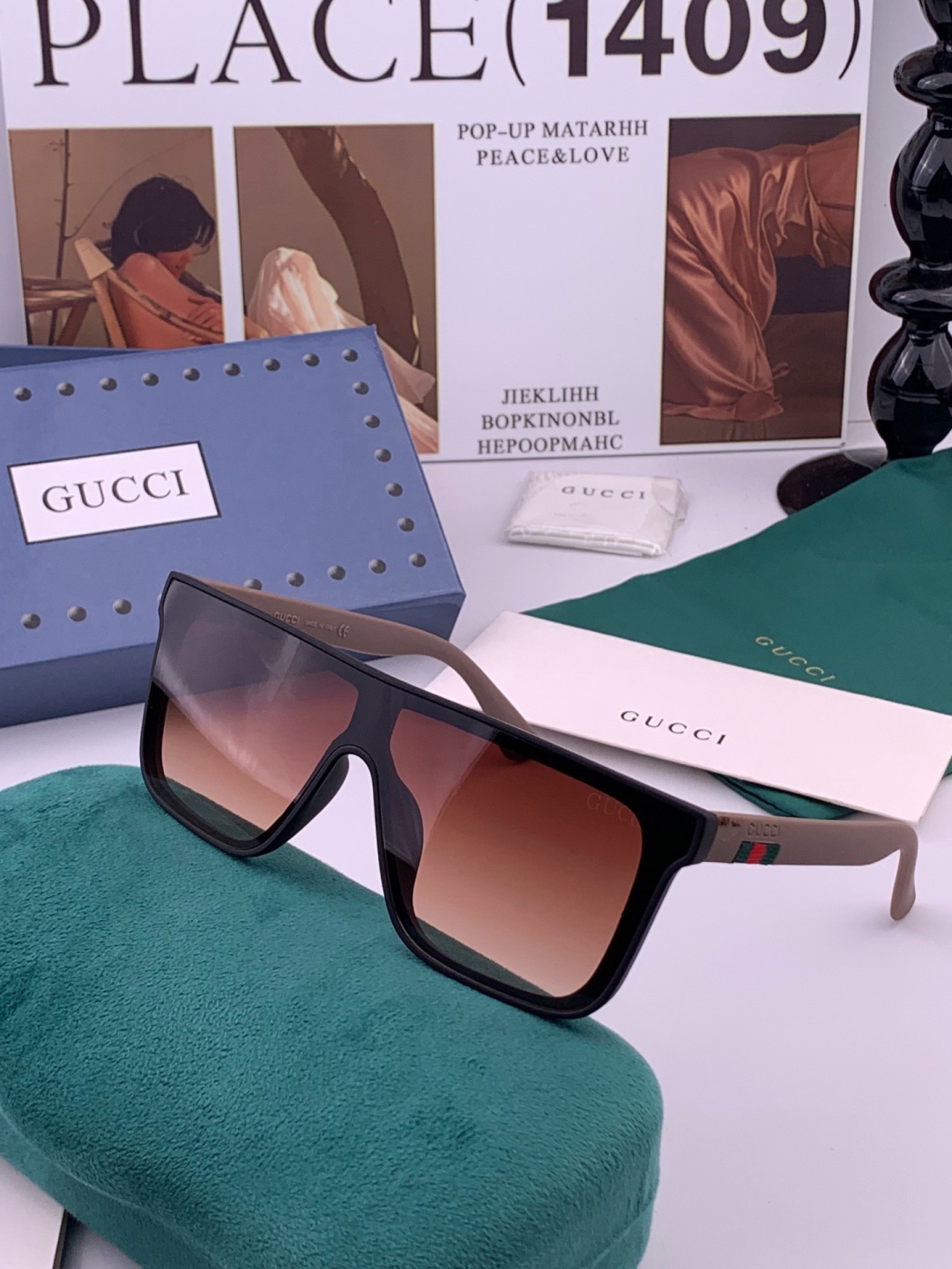 Gucci 。  高品质男女款墨镜   👍  。 开车钓鱼都可 。百搭显瘦墨镜韩版男士飞行员大框司机开车