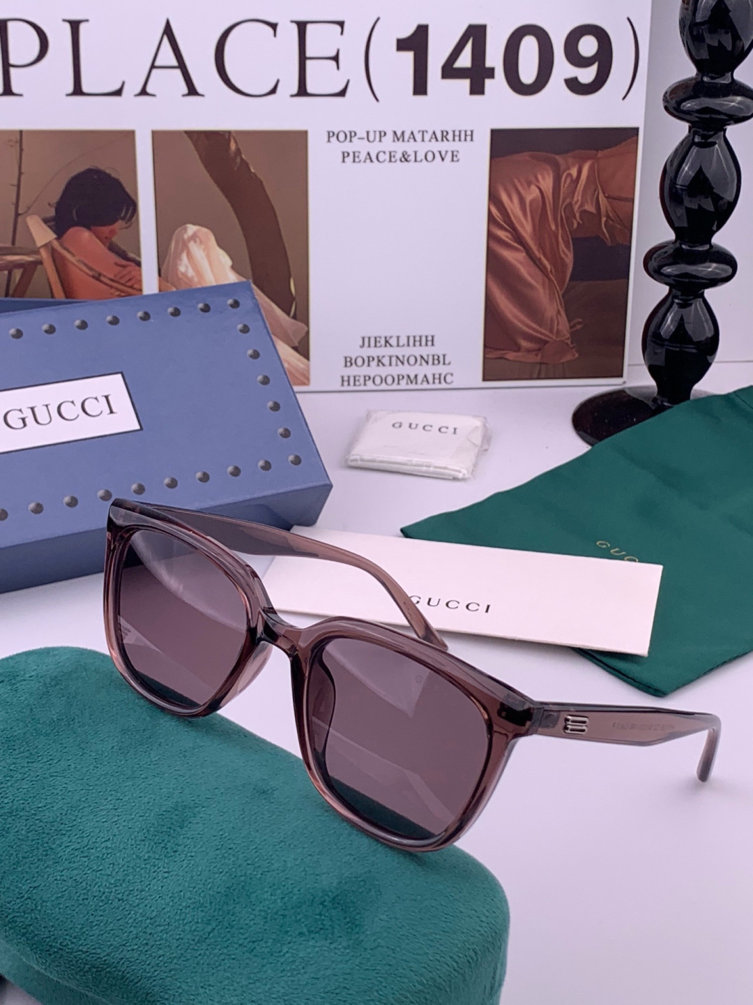 🔺 【GUCCI】开春新款 潮流爆款 时尚方框偏光太阳镜 高品质 佩戴舒适 网红潮款墨镜 女士高清尼龙偏