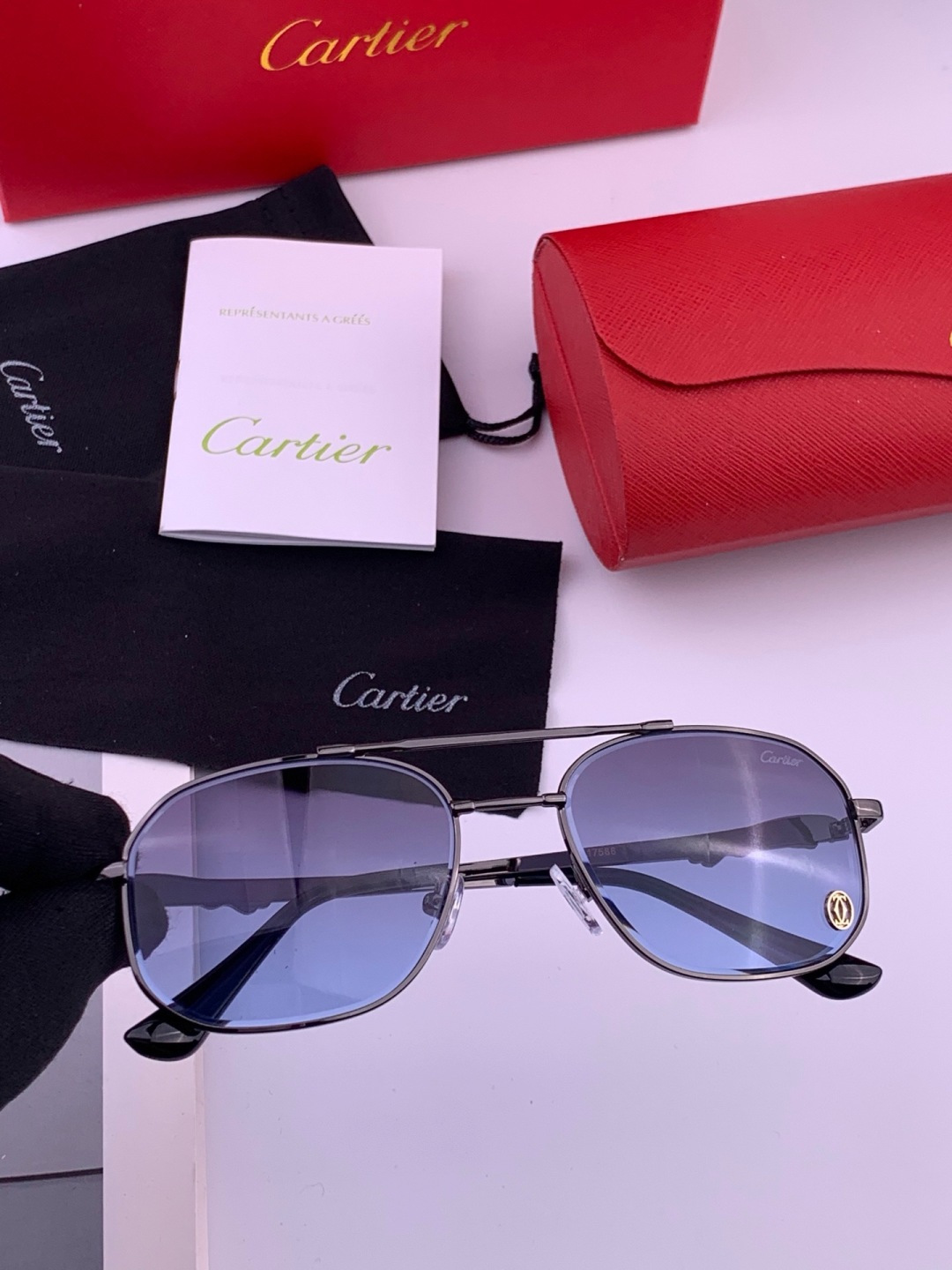 【卡地亚-cartier】 时尚高贵 很美手工🔝🔝高端品质 男女通用太阳眼镜 经典之作  有分量有质感的