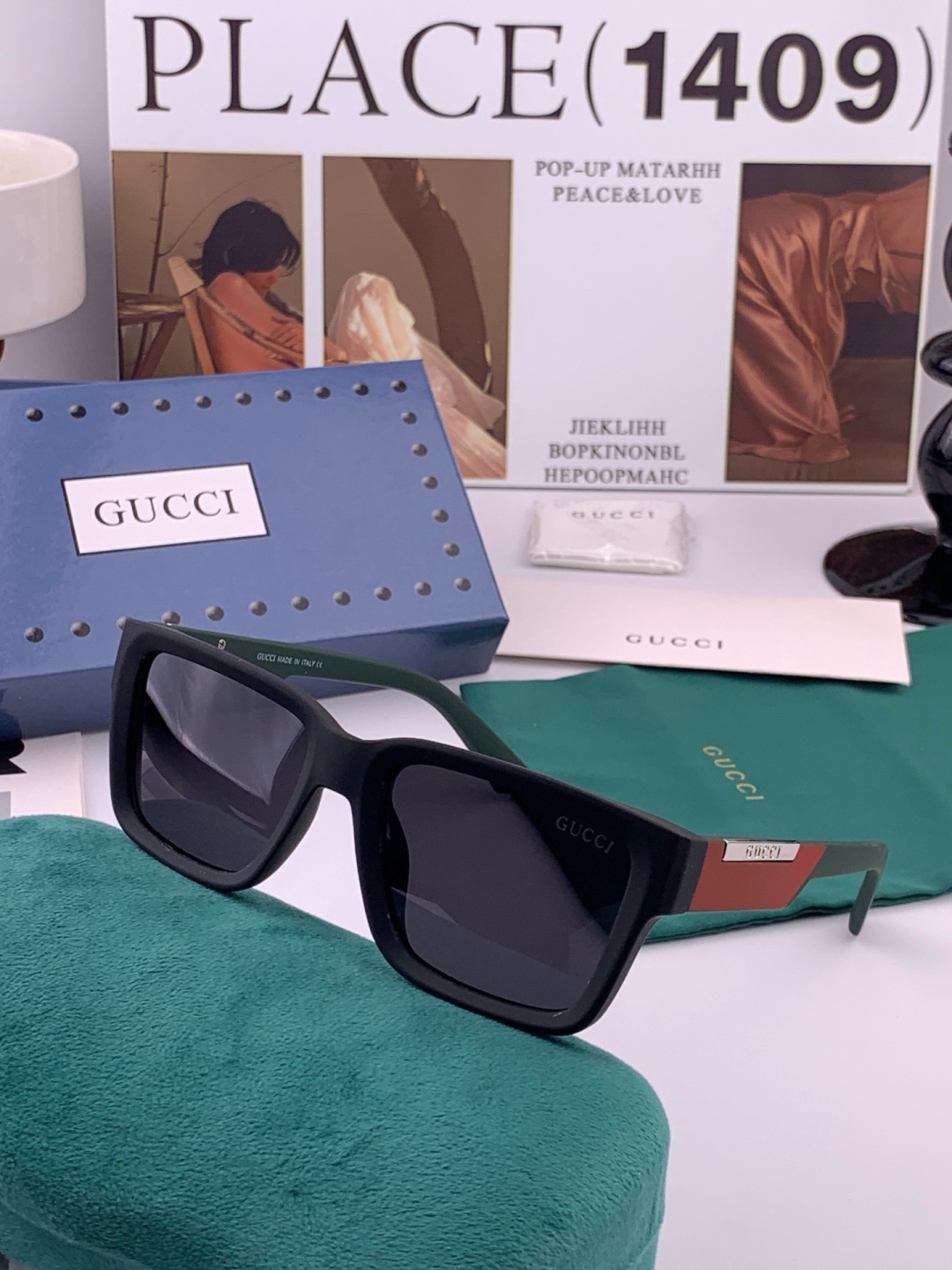 🔺 【GUCCI-偏光太阳镜】开春新款 潮流爆款 时尚方框偏光太阳镜 高品质 佩戴舒适 网红潮款墨镜 女