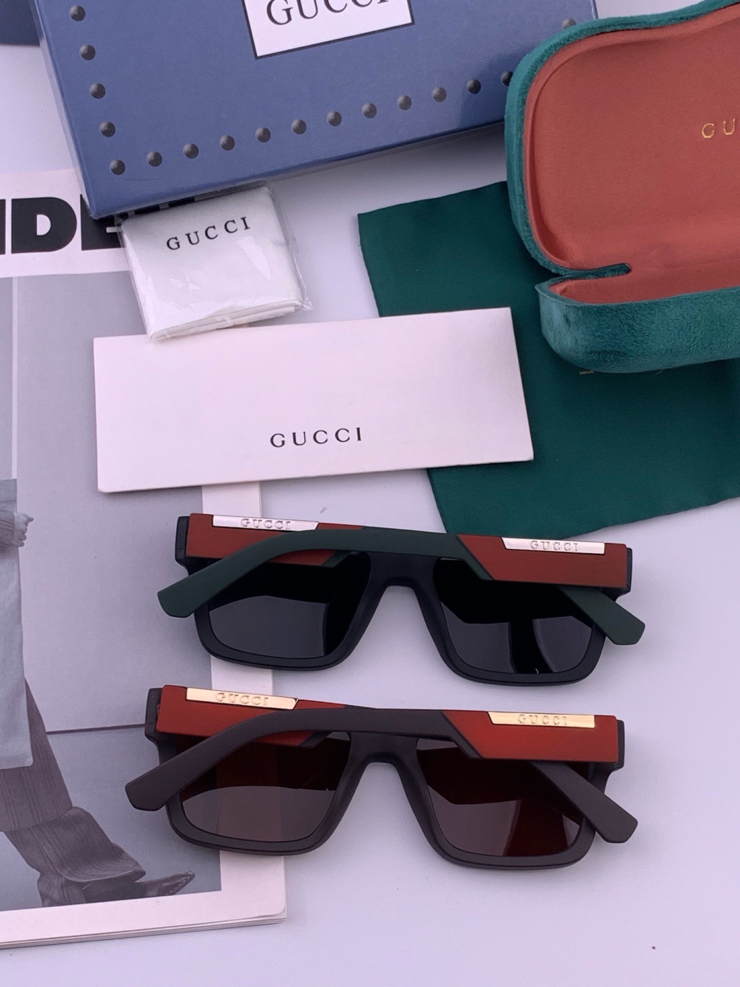 🔺 【GUCCI-偏光太阳镜】开春新款 潮流爆款 时尚方框偏光太阳镜 高品质 佩戴舒适 网红潮款墨镜 女