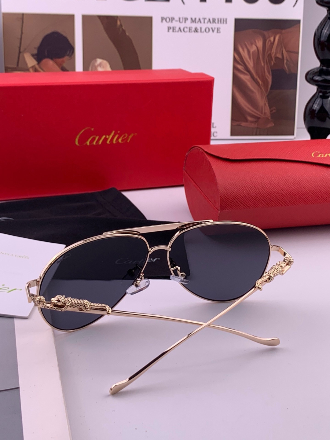 【卡地亚-cartier】 时尚高贵 很美手工🔝🔝高端品质 男女通用太阳眼镜 经典之作  有分量有质感的