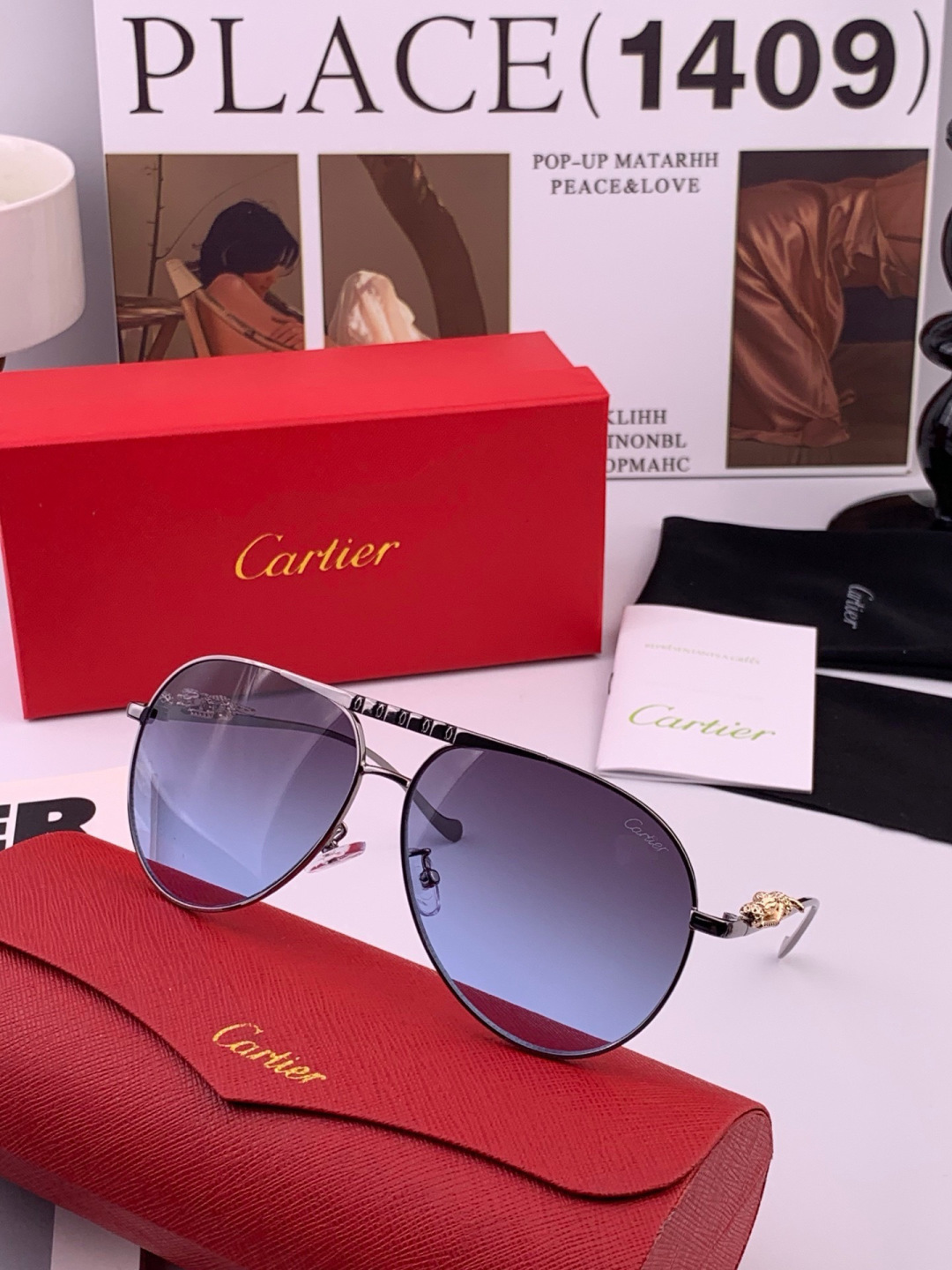 【卡地亚-cartier】 时尚高贵 很美手工🔝🔝高端品质 男女通用太阳眼镜 经典之作  有分量有质感的