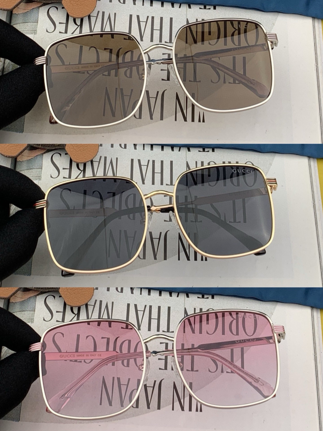 GUCCI 开春新款 最新款方框太阳镜 各路网红纷纷带起气场满分‼️ 俏皮甜美.上脸效果更佳.金属质感超