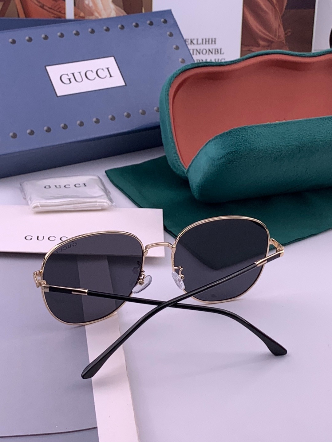 🔺 GUCCI🔻官方新款 众多明星同款[色]‼️‼️新款大框偏光墨镜 🌈🌈宝丽来超清加厚太阳镜🔝🔝型号：