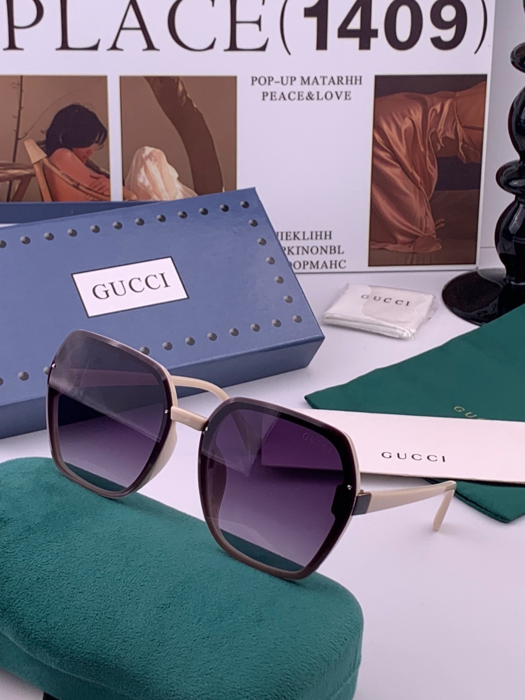 🔺 【GUCCI】开春新款 潮流爆款 时尚方框太阳镜 高品质 佩戴舒适 网红潮款墨镜 型号：G313