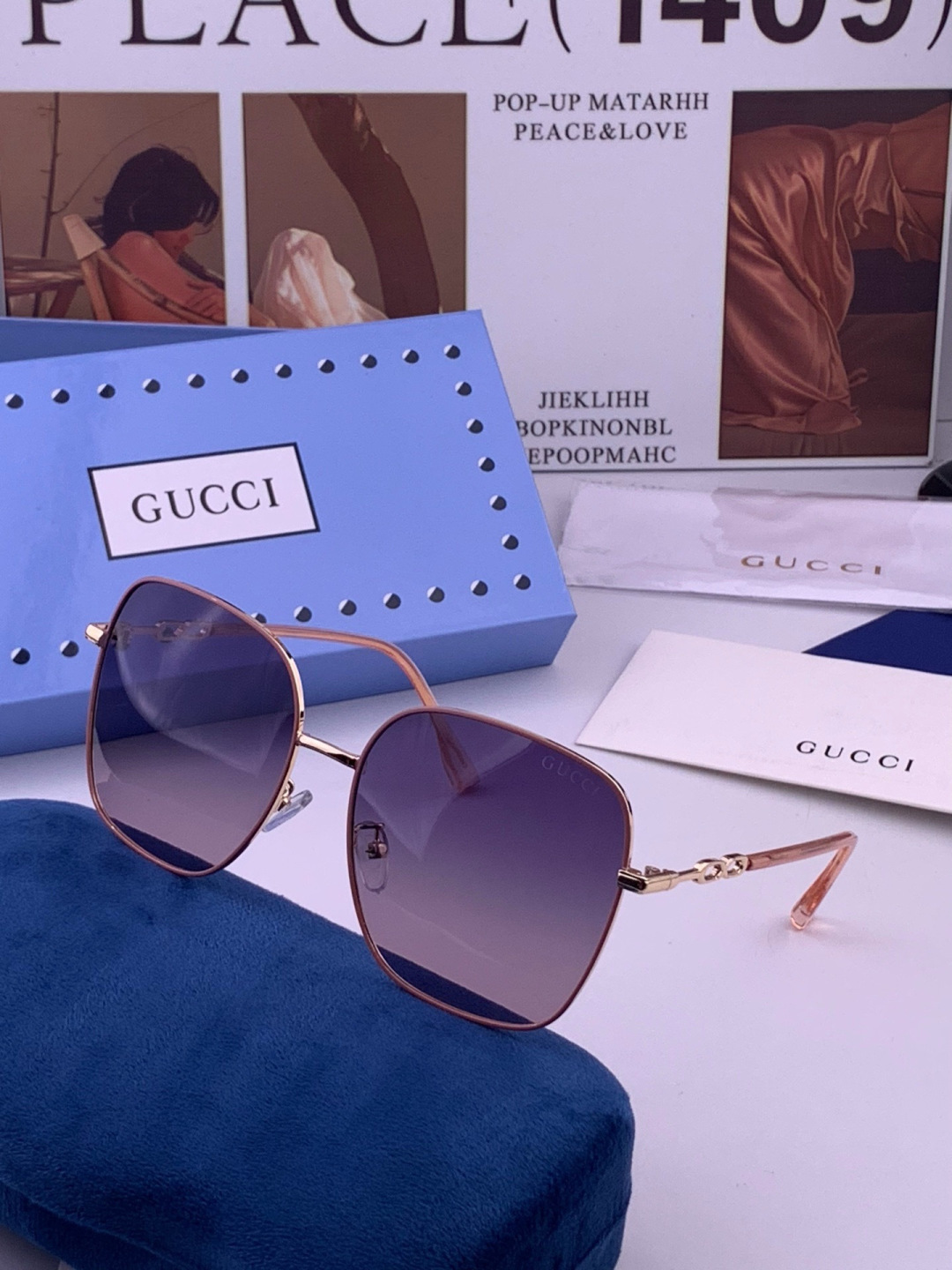 GUCCI 开春新款太阳镜 各路网红纷纷带起气场满分‼️ 俏皮甜美.上脸效果更佳.金属质感超好 型号：G