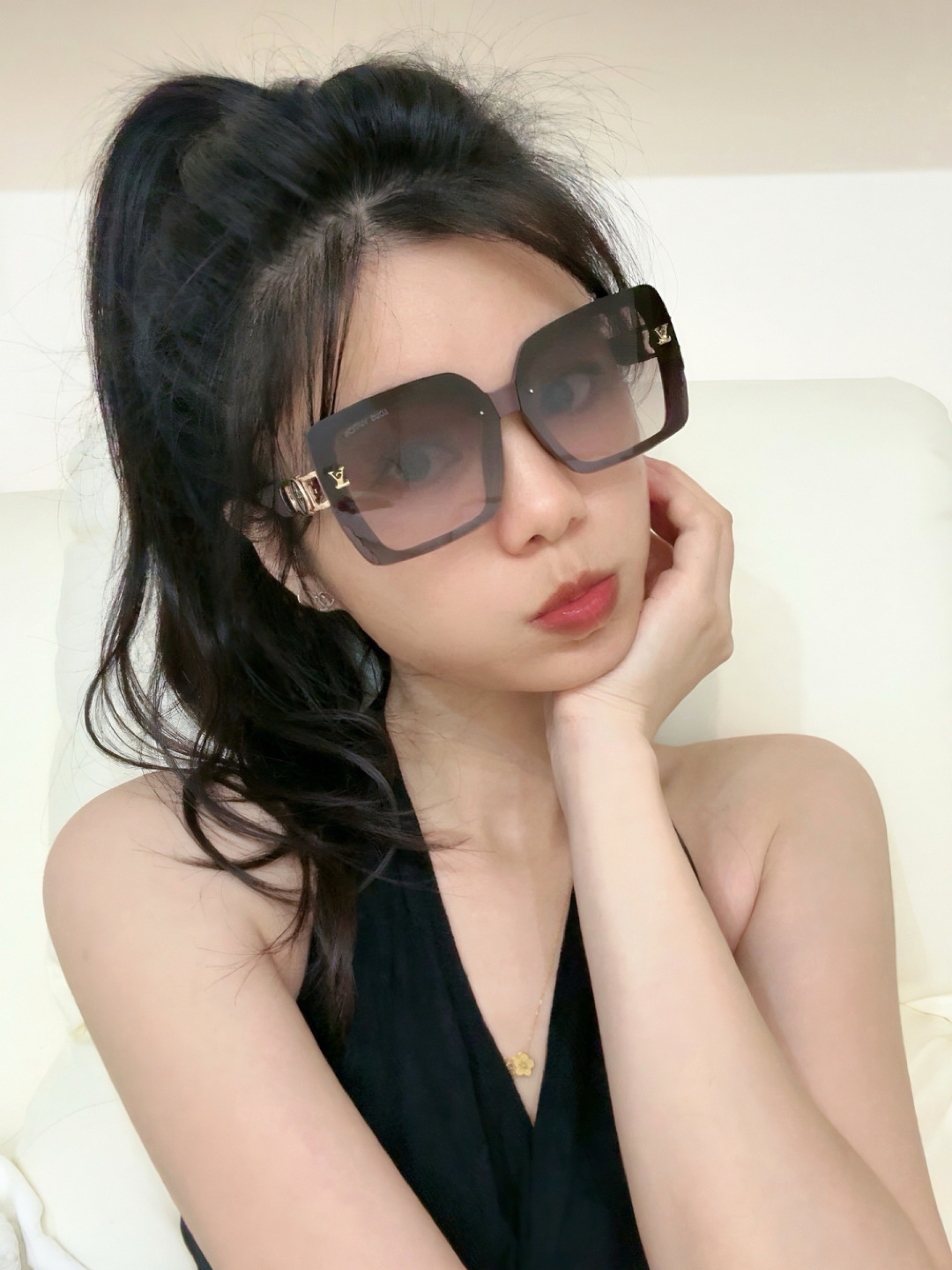 【TR偏光系列】lv大框太阳镜墨镜经典的方框设计，不挑脸型，无论搭配大衣还是连衣裙都非常显气质偏光镜片预