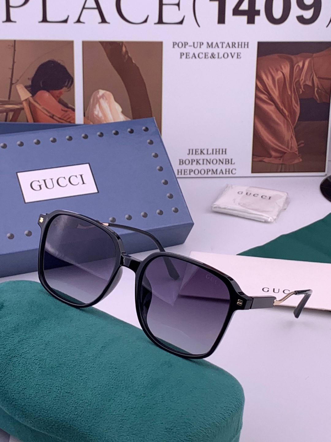 GUCCI 开春新款太阳镜 各路网红纷纷带起气场满分‼️ 俏皮甜美.上脸效果更佳.金属质感超好 型号：G