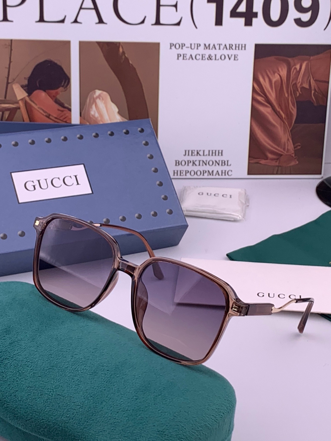 GUCCI 开春新款太阳镜 各路网红纷纷带起气场满分‼️ 俏皮甜美.上脸效果更佳.金属质感超好 型号：G