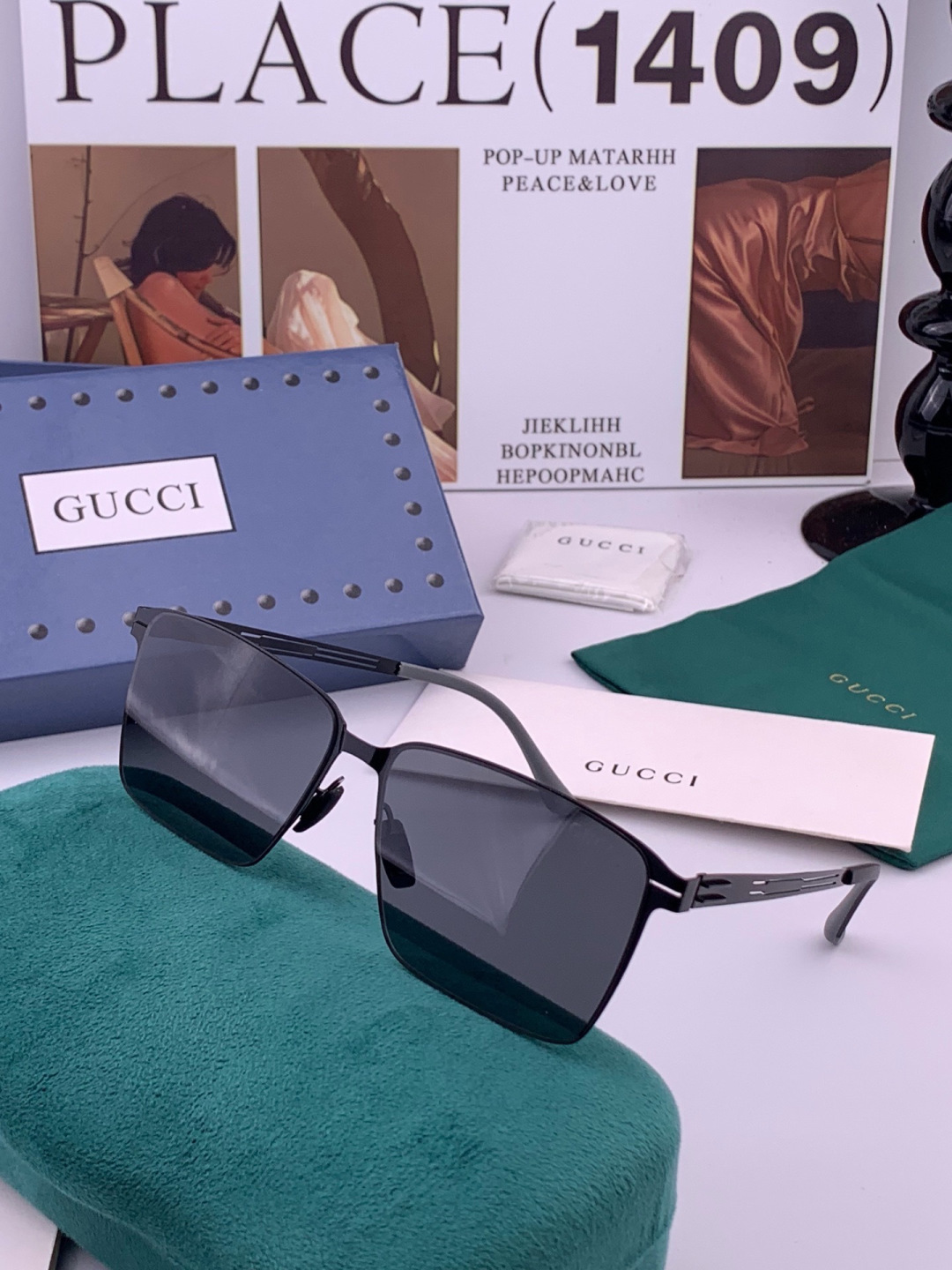 ♦️GUCCI 新款男女情侣款太阳镜多边形墨镜iP电镀永不褪色 超轻超有弹性整幅眼镜无螺丝重要的是压不坏