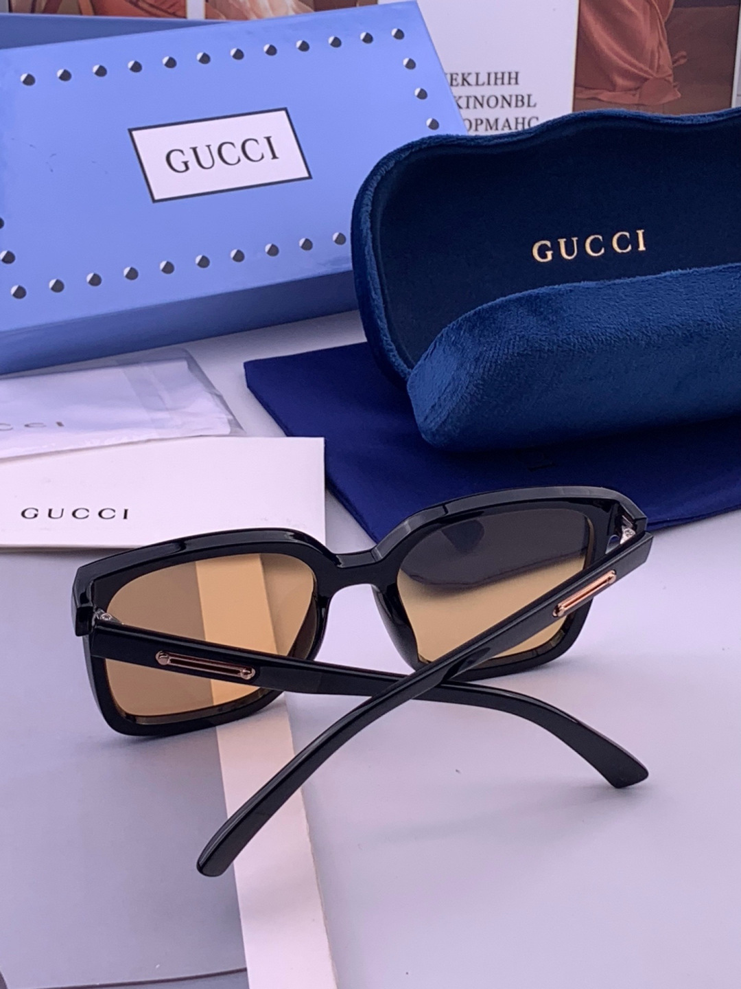 🔺 【GUCCI】开春新款 潮流爆款 时尚方框太阳镜 高品质 佩戴舒适 网红潮款墨镜 型号：G3779