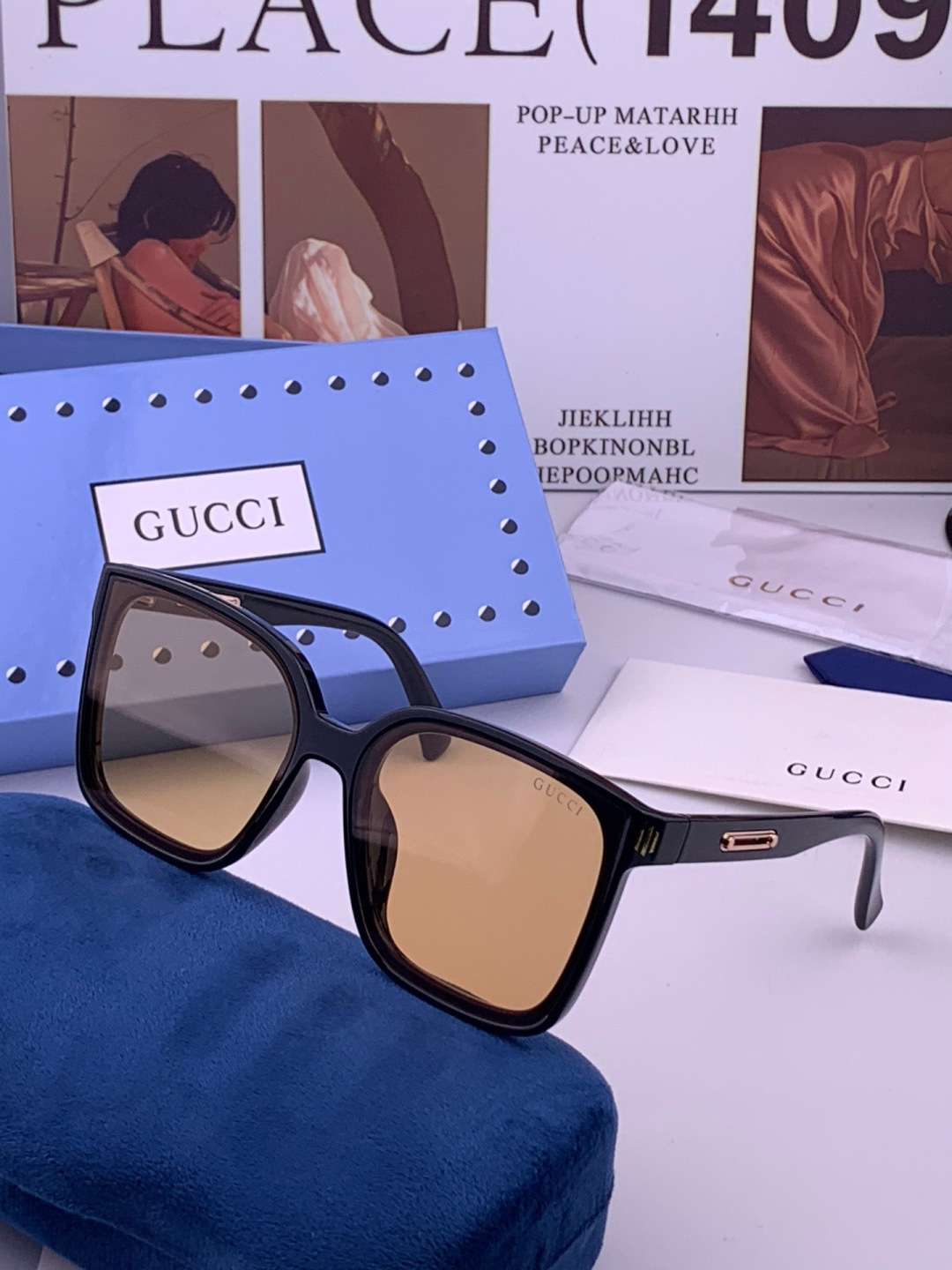 🔺 【GUCCI】开春新款 潮流爆款 时尚方框太阳镜 高品质 佩戴舒适 网红潮款墨镜 型号：G3779