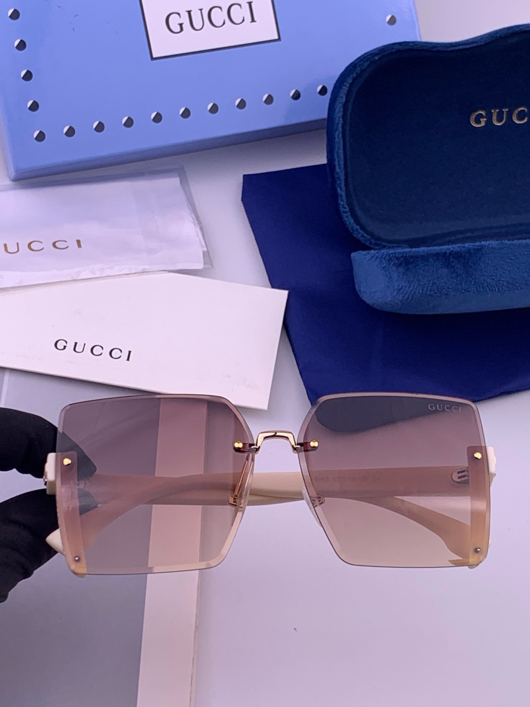 🔺 【GUCCI】开春新款 潮流爆款 时尚方框太阳镜 高品质 佩戴舒适 网红潮款墨镜 型号：G3365
