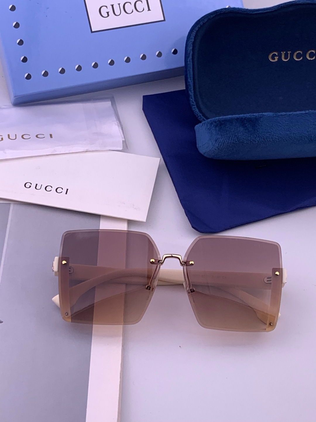 🔺 【GUCCI】开春新款 潮流爆款 时尚方框太阳镜 高品质 佩戴舒适 网红潮款墨镜 型号：G3365