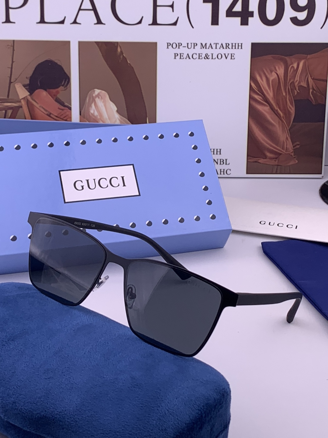 GUCCI 男款炫彩飞行员偏光太阳镜 ❤️材质：高清尼龙加厚卡槽高清偏光镜片 🌹无边框镜架💕颜👍型号：G28900