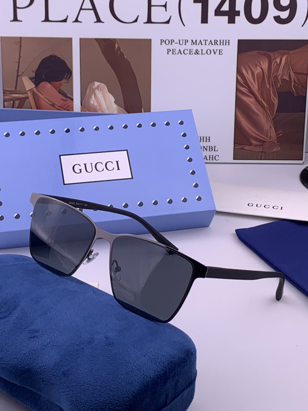 GUCCI 男款炫彩飞行员偏光太阳镜 ❤️材质：高清尼龙加厚卡槽高清偏光镜片 🌹无边框镜架💕颜👍型号：G28900