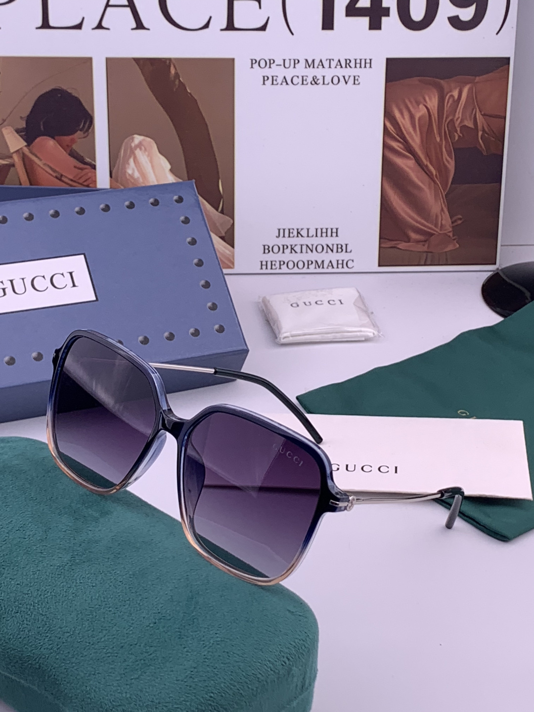 🔺 【GUCCI】开春新款 潮流爆款 时尚圆框偏光太阳镜 高品质 佩戴舒适 网红潮款墨镜 女士高清加厚偏光太阳镜🕶️ 🎉