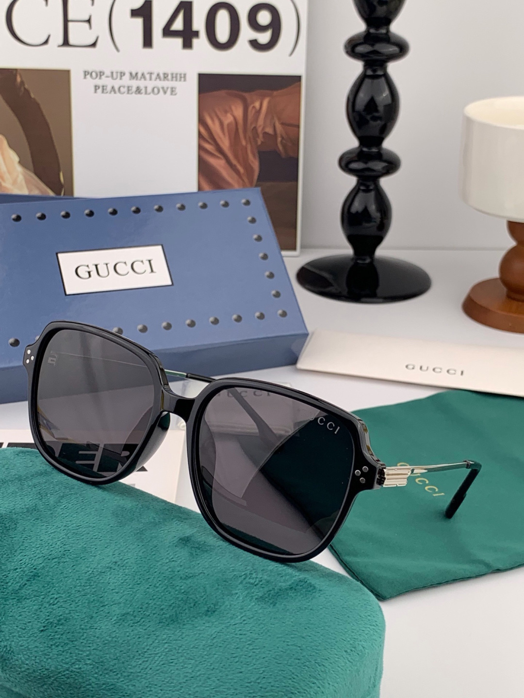 🔺 【GUCCI】开春新款 潮流爆款 时尚方框偏光太阳镜 高品质 佩戴舒适 网红潮款墨镜 女士高清尼龙偏光太阳镜🕶️ 🎉