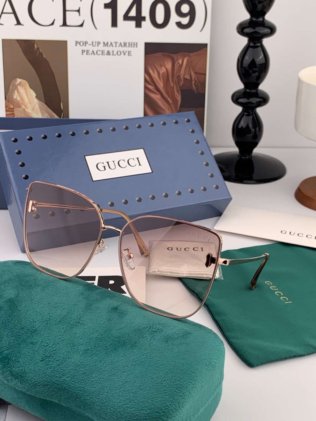 GUCCI-古驰意大利进口🇮🇹时尚潮流奢华装饰太阳眼镜 尼龙偏光高清太阳镜明星海报款 超高复杂工艺 立体质感十足 👍🏻认