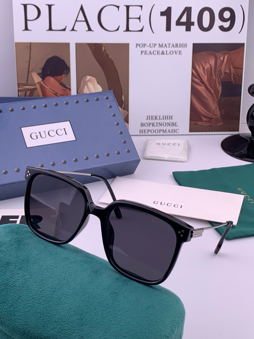 🔺 【GUCCI】开春新款 潮流爆款 时尚方框偏光太阳镜 高品质 佩戴舒适 网红潮款墨镜 女士高清尼龙偏光太阳镜🕶️ 🎉