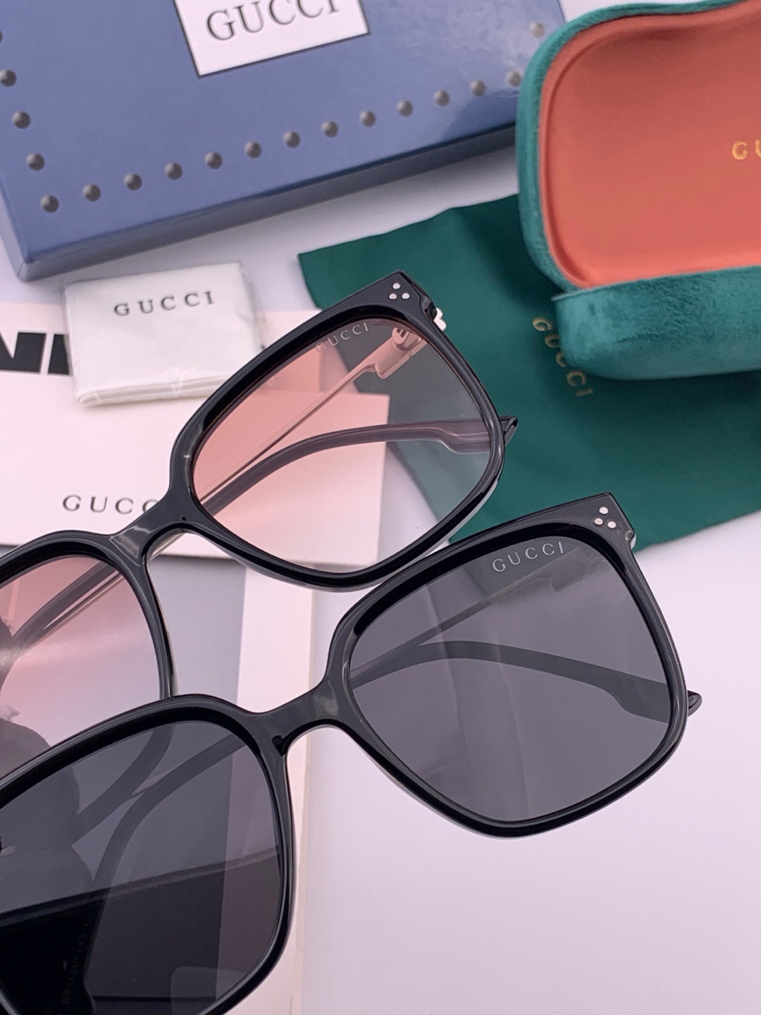 🔺 【GUCCI】开春新款 潮流爆款 时尚方框偏光太阳镜 高品质 佩戴舒适 网红潮款墨镜 女士高清尼龙偏光太阳镜🕶️ 🎉